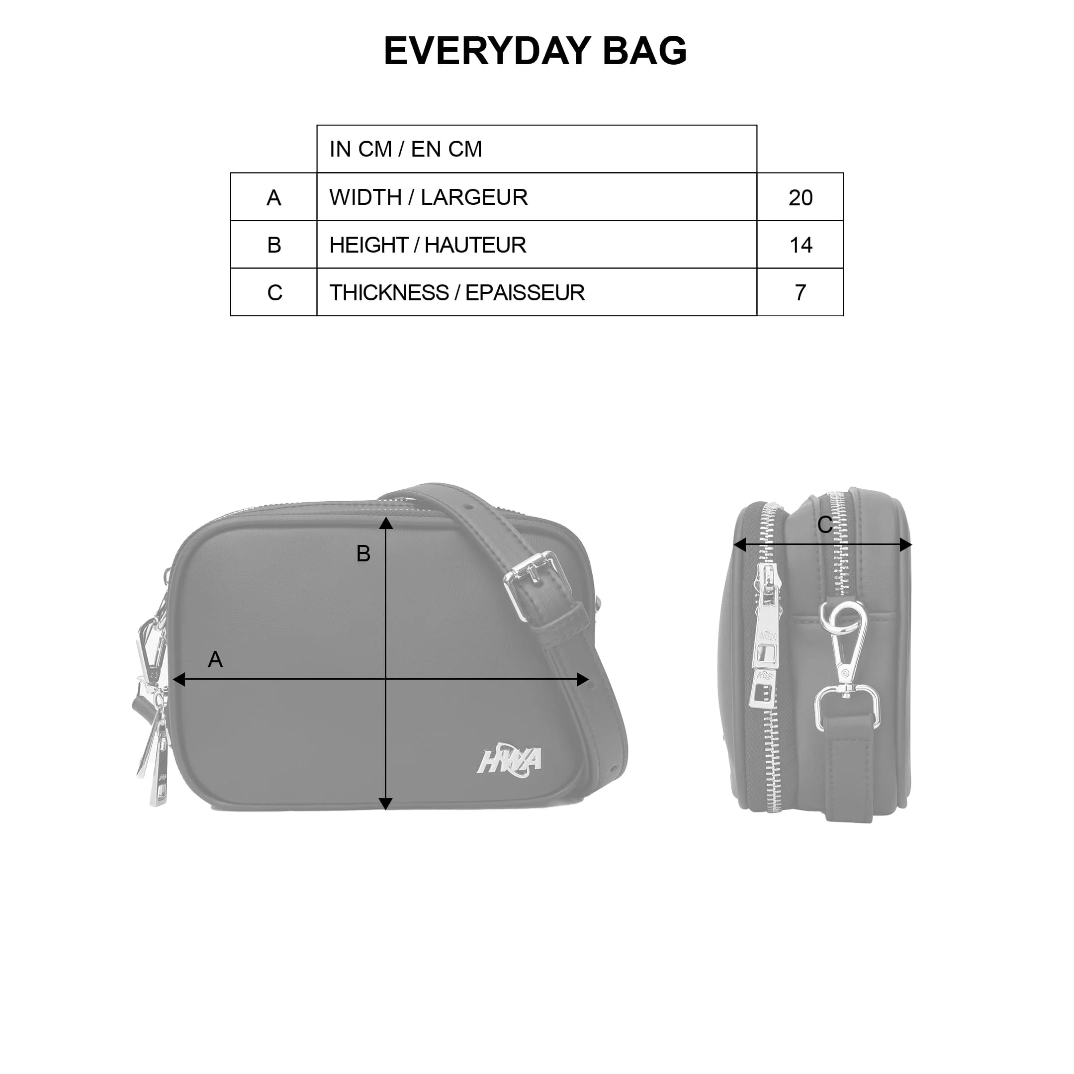Size guide Everyday bag