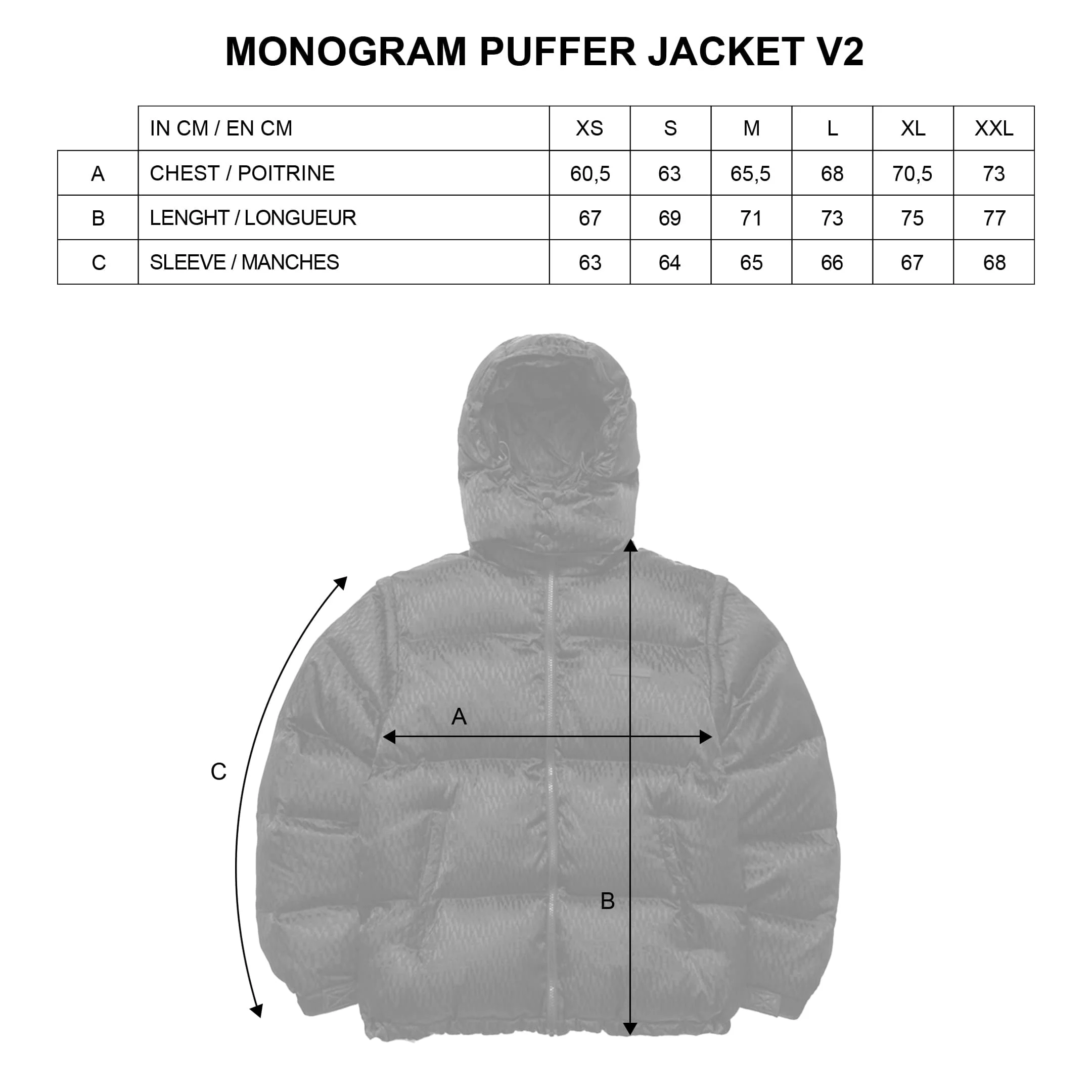 Size guide Monogram down jacket