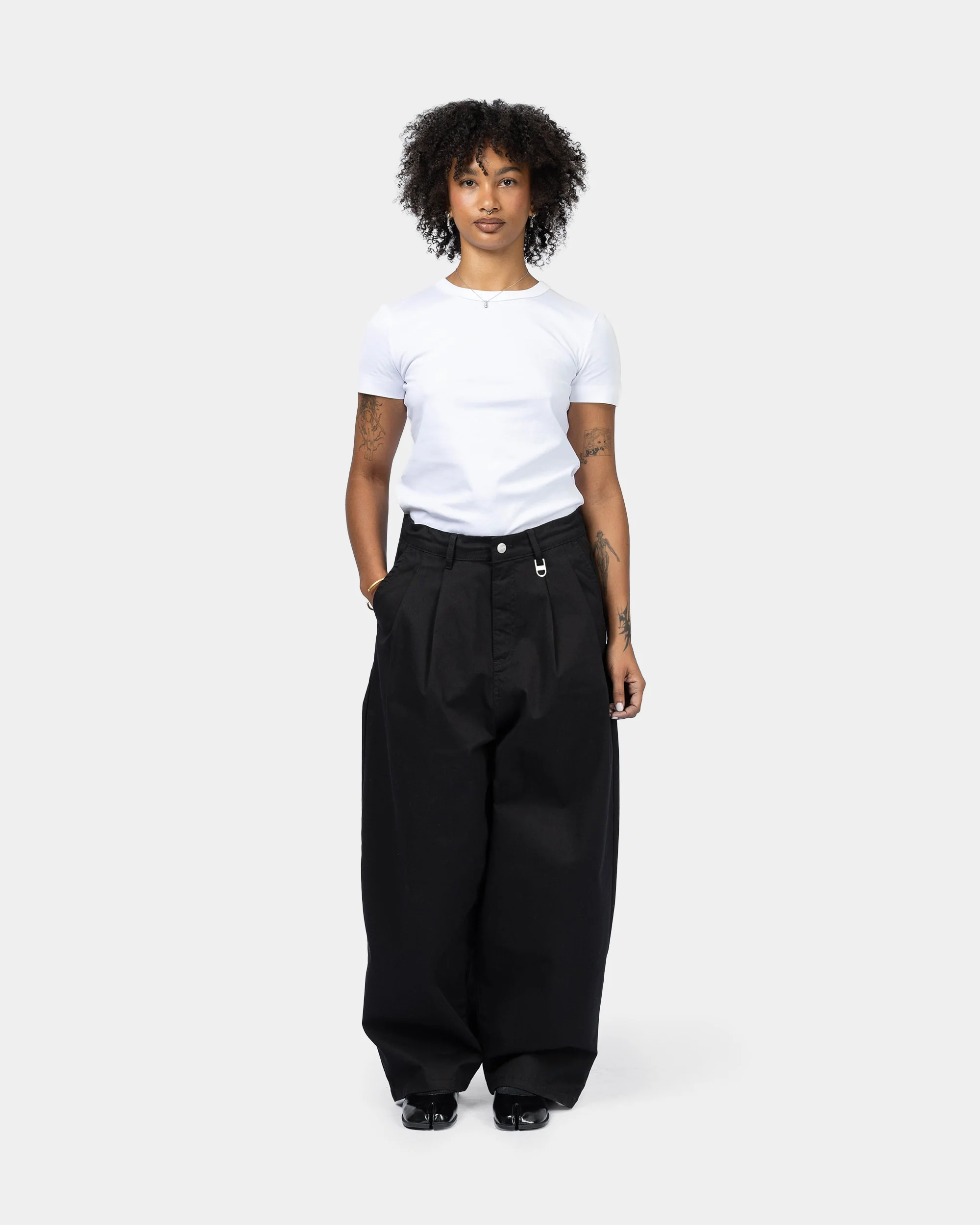 Pleated Onigiri Trousers - Black