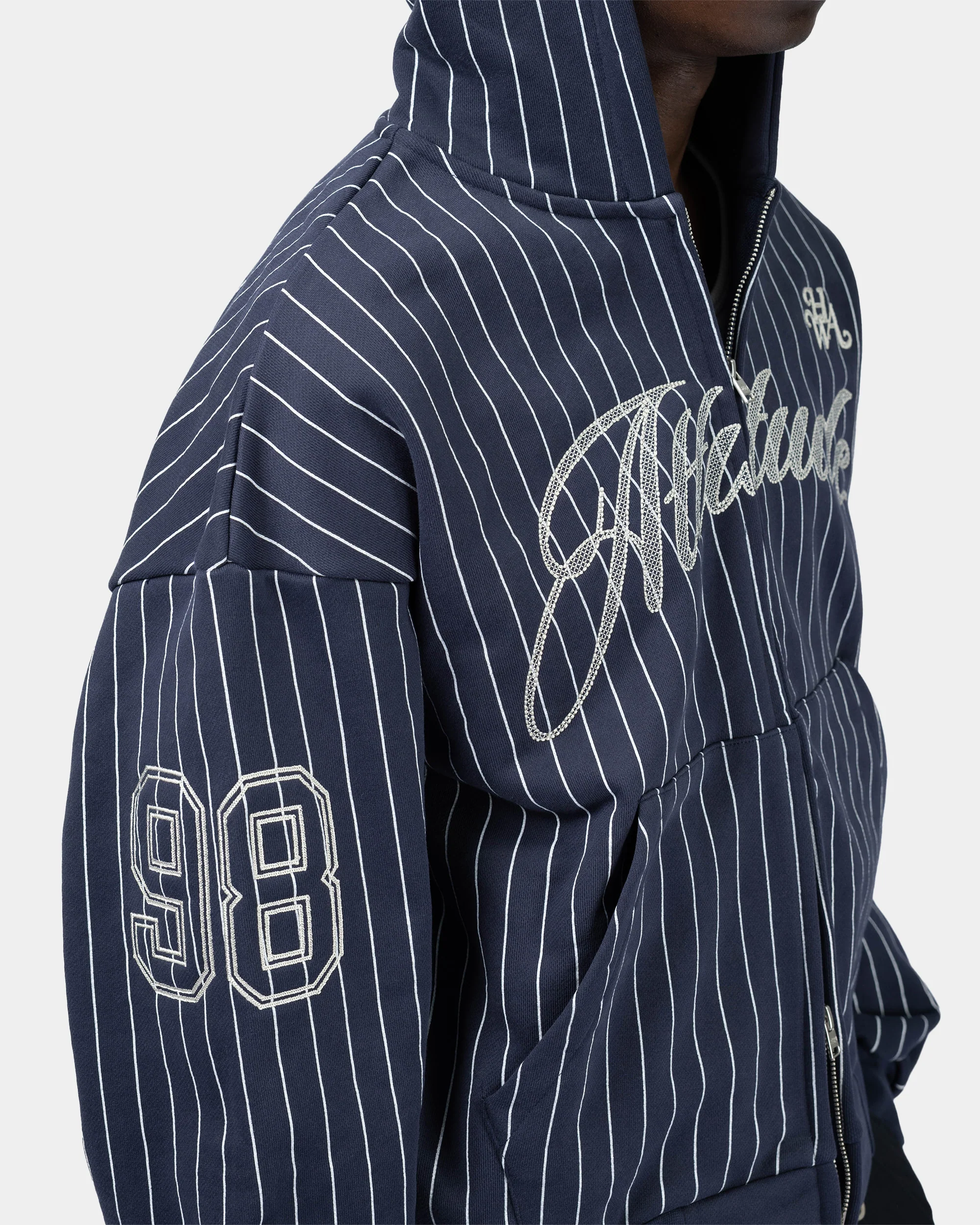 Baseball Zip-Up Hoodie - Blue