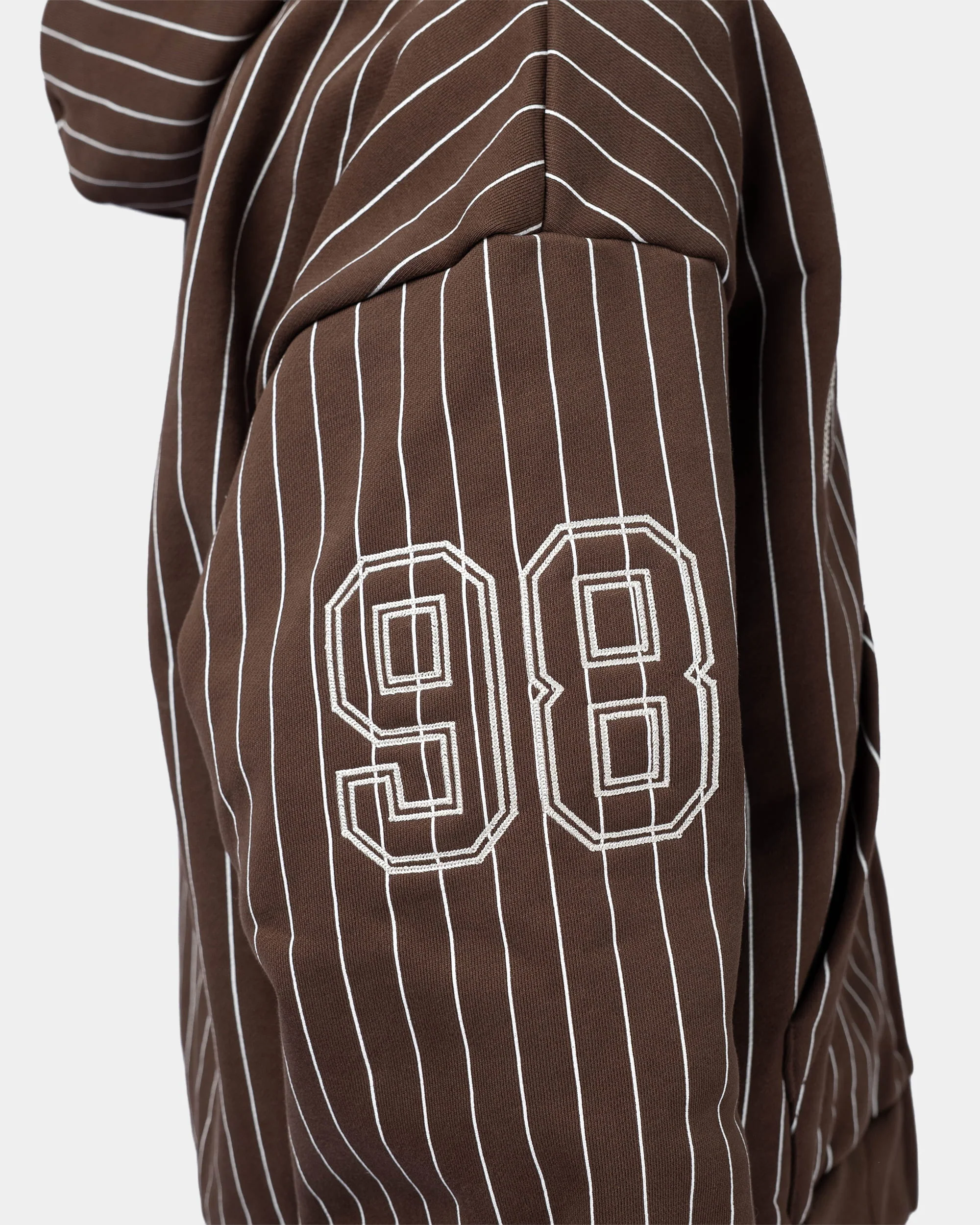Baseball Hooded Zip Sweatshirt - Brown