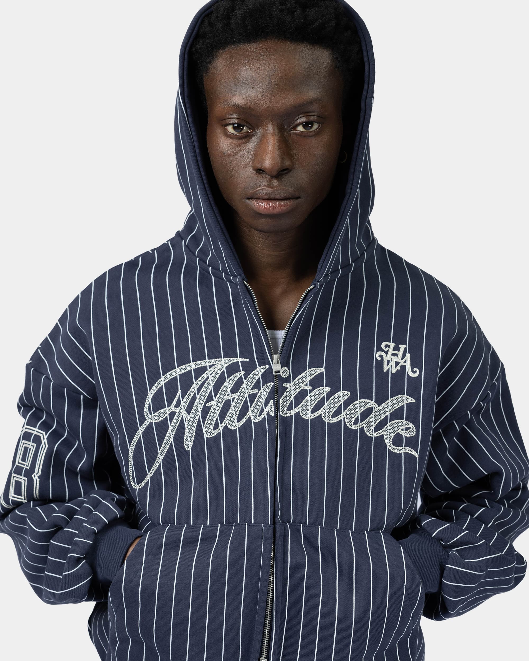 Baseball Zip-Up Hoodie - Blue