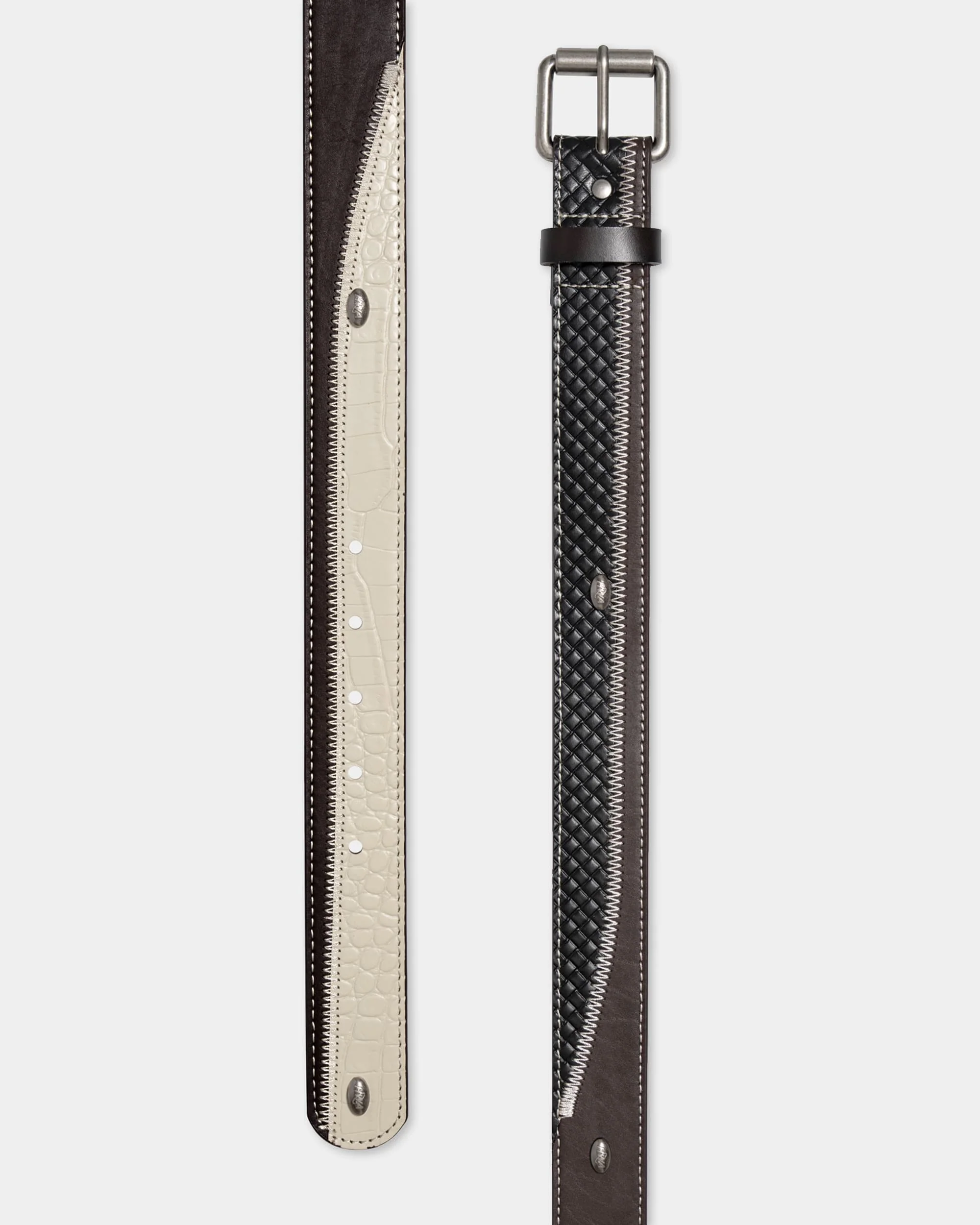 Patchwork leather belt