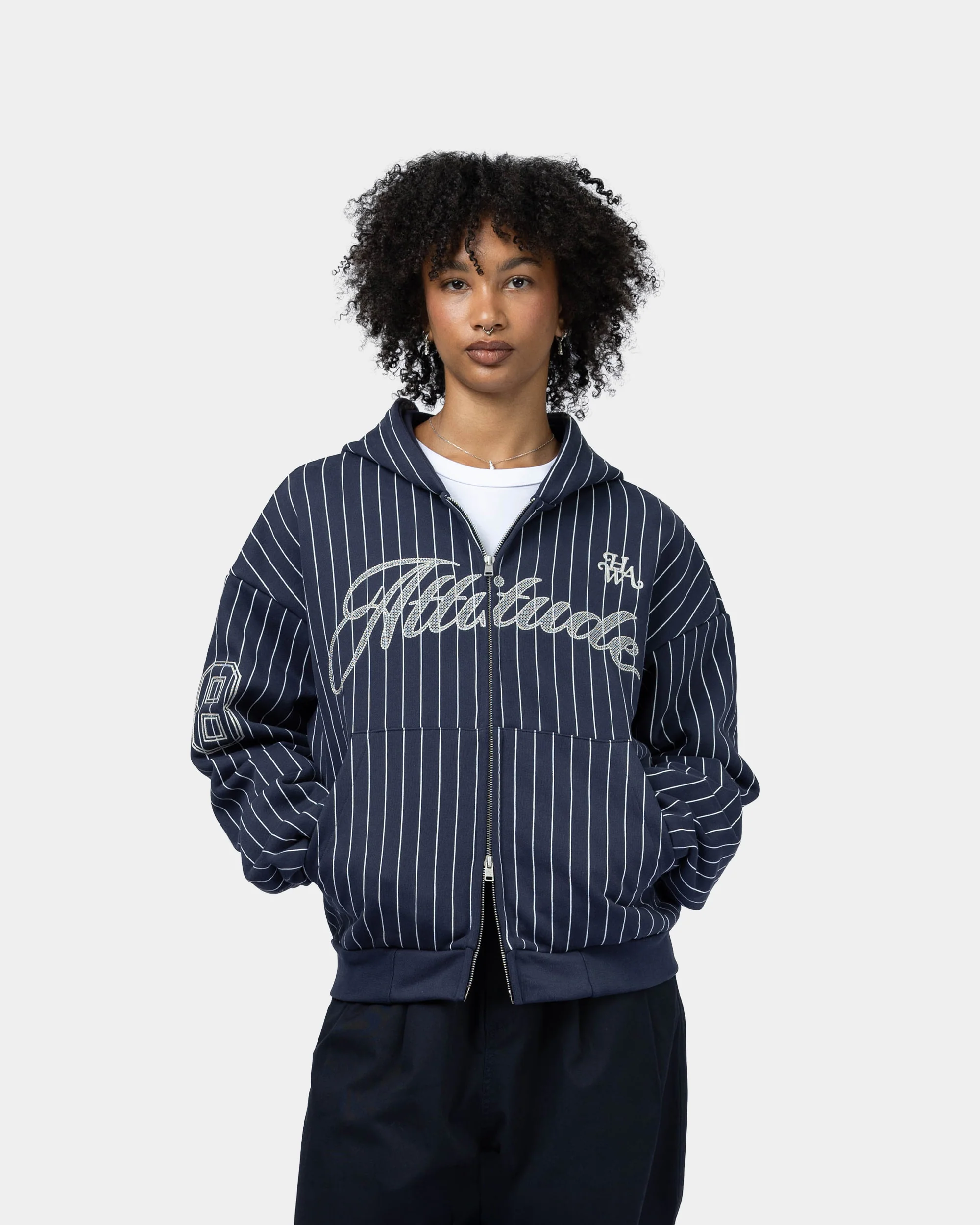 Baseball Zip-Up Hoodie - Blue
