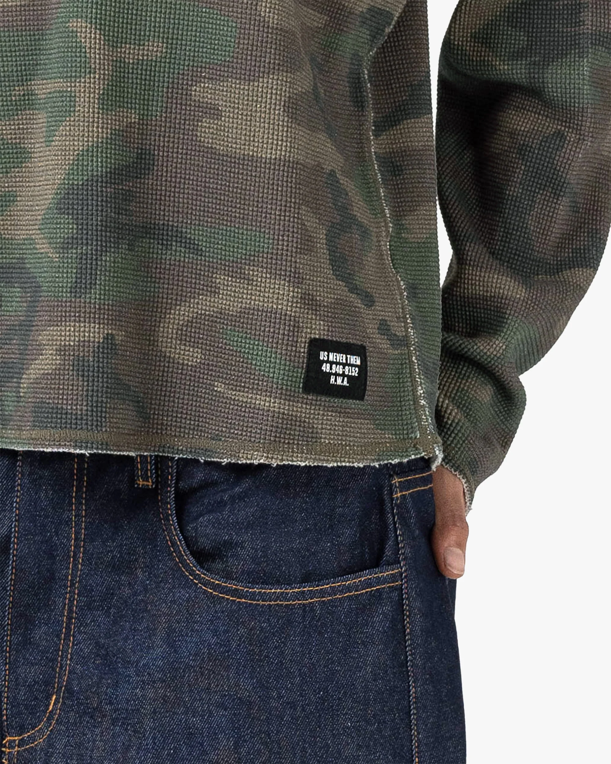 Long Sleeve Waffle Knit T-Shirt - Camo