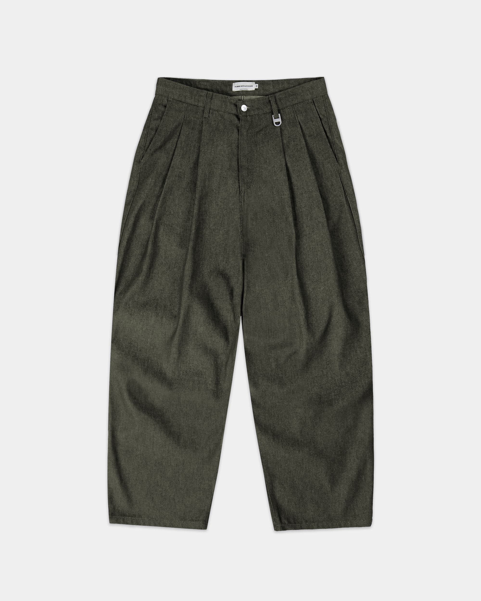 Pleated Onigiri Jeans - Raw Green