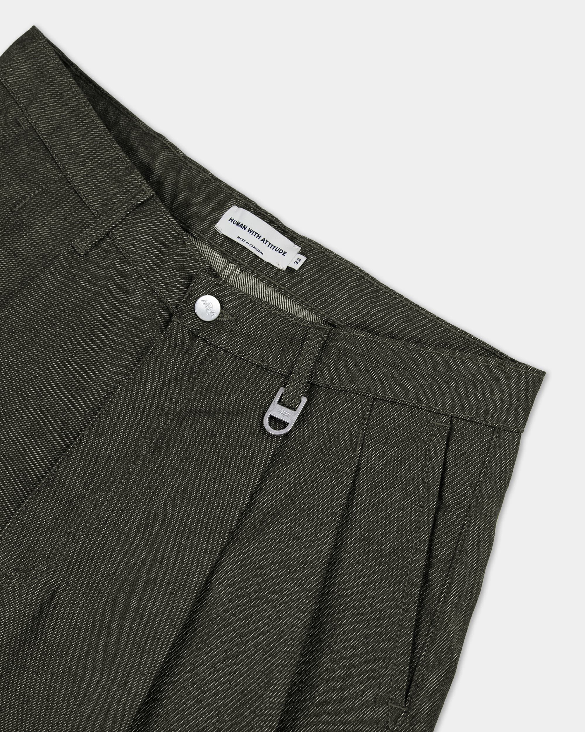 Pleated Onigiri Jeans - Raw Green
