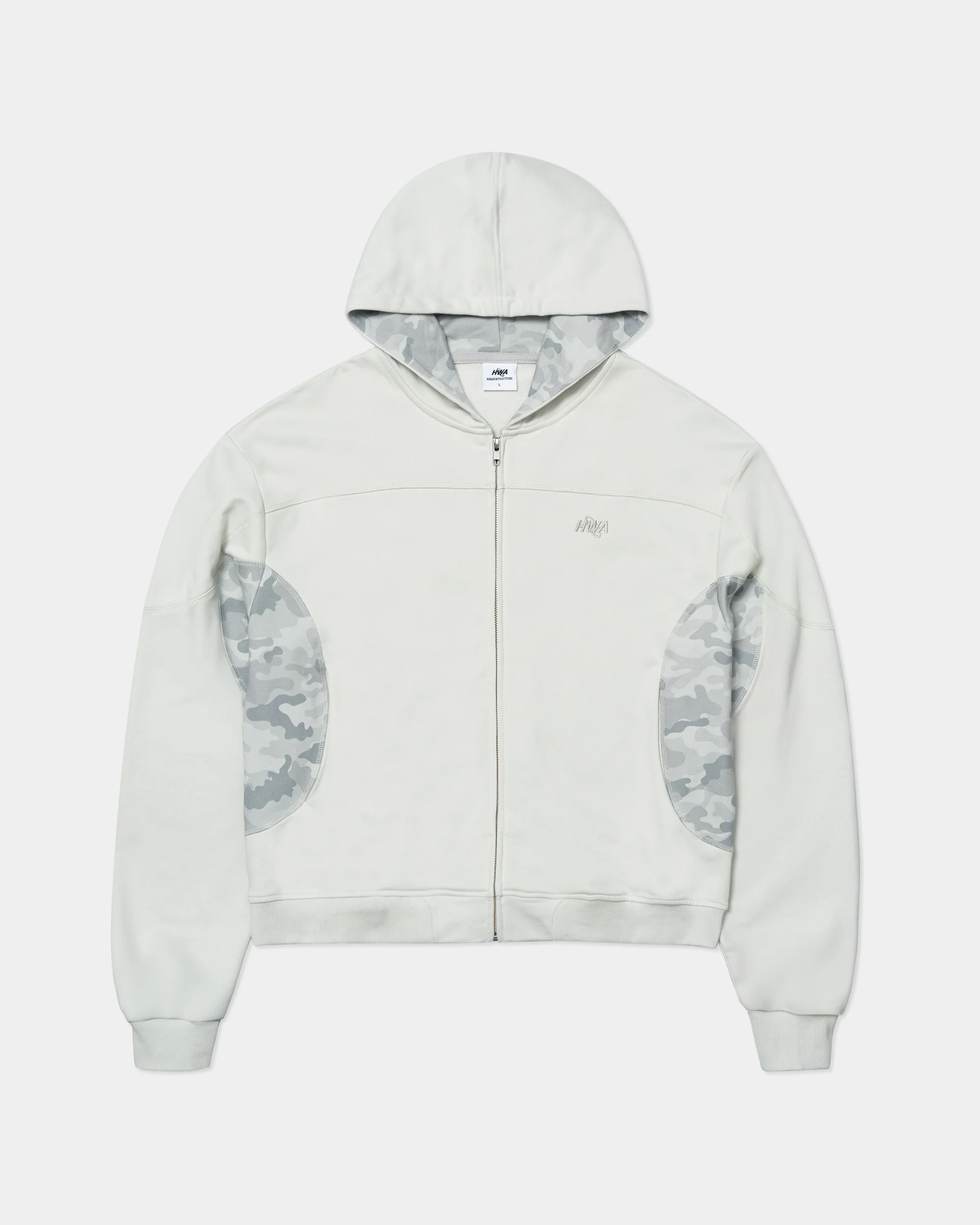CAMO ZIP-UP HOODIE - GREY