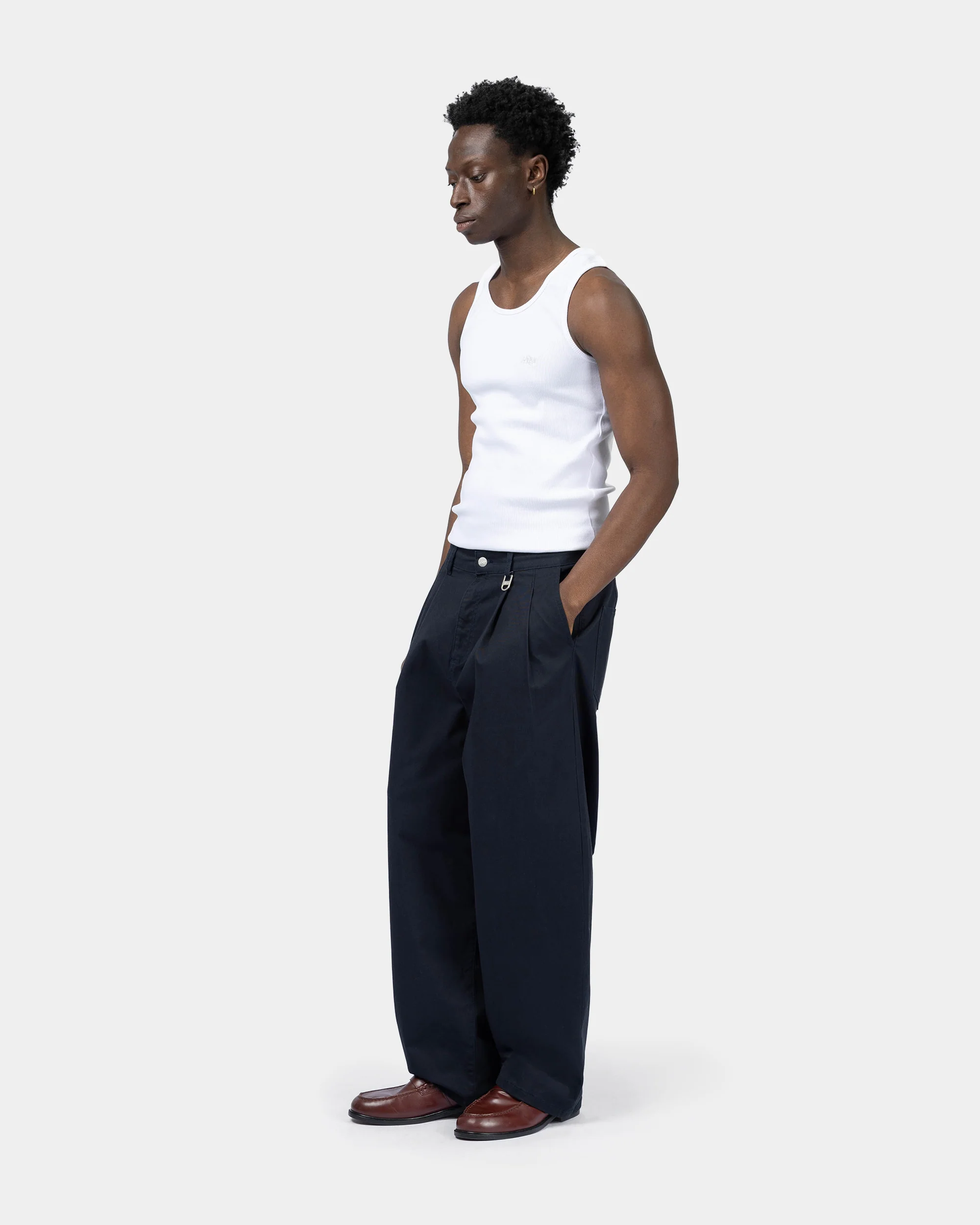 Pleated Onigiri Trousers - Navy