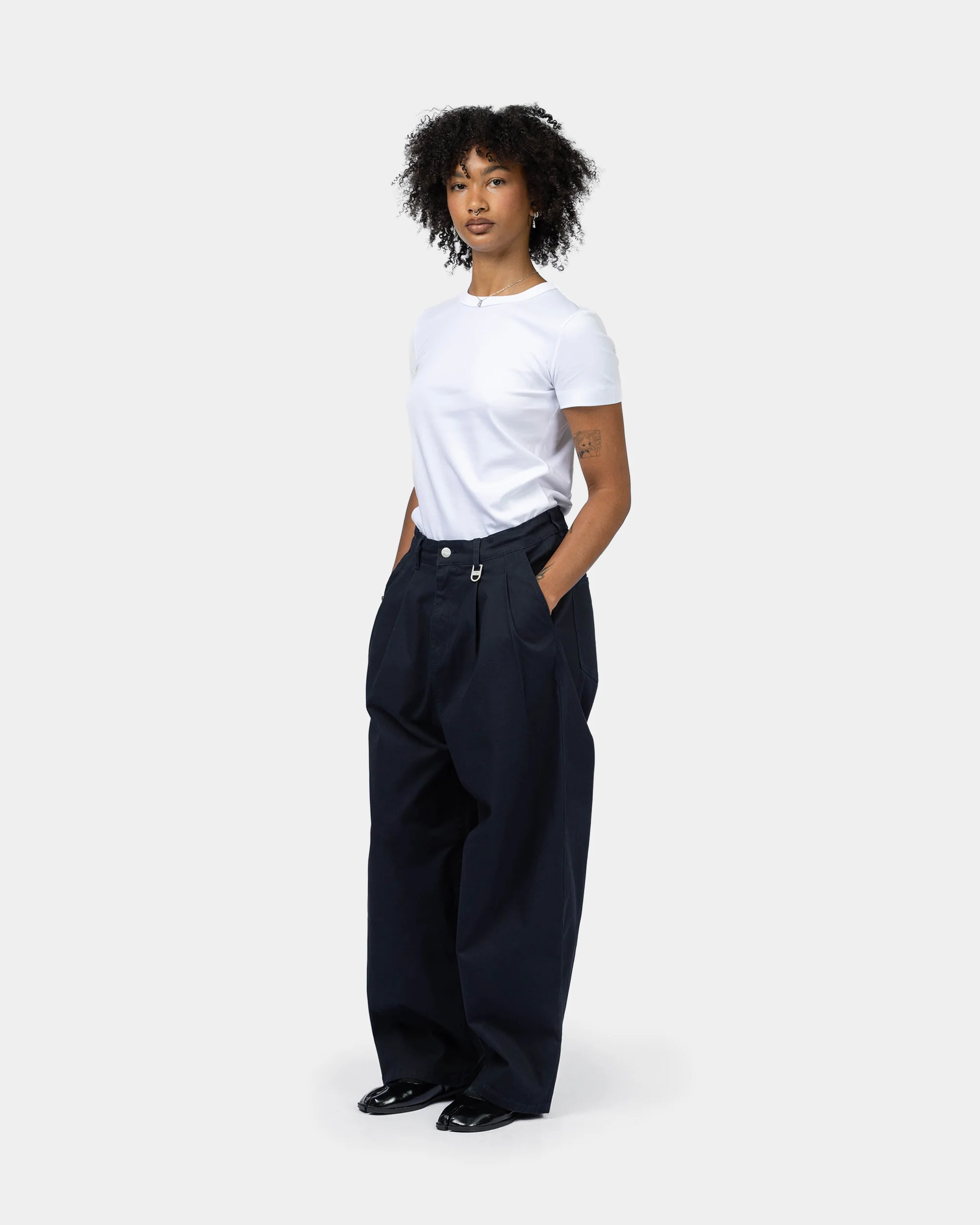 Pleated Onigiri Trousers - Navy