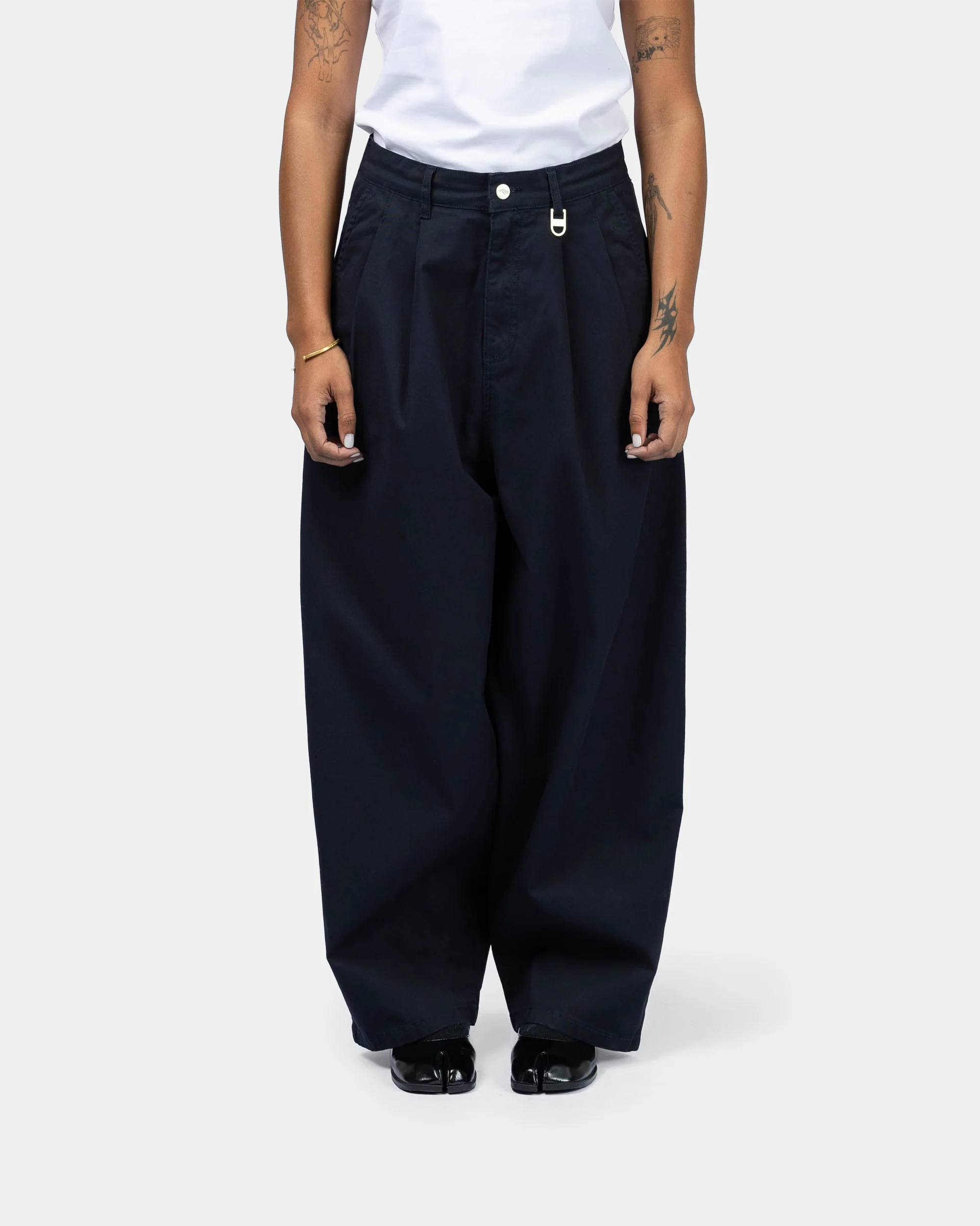 Pleated Onigiri Trousers - Navy