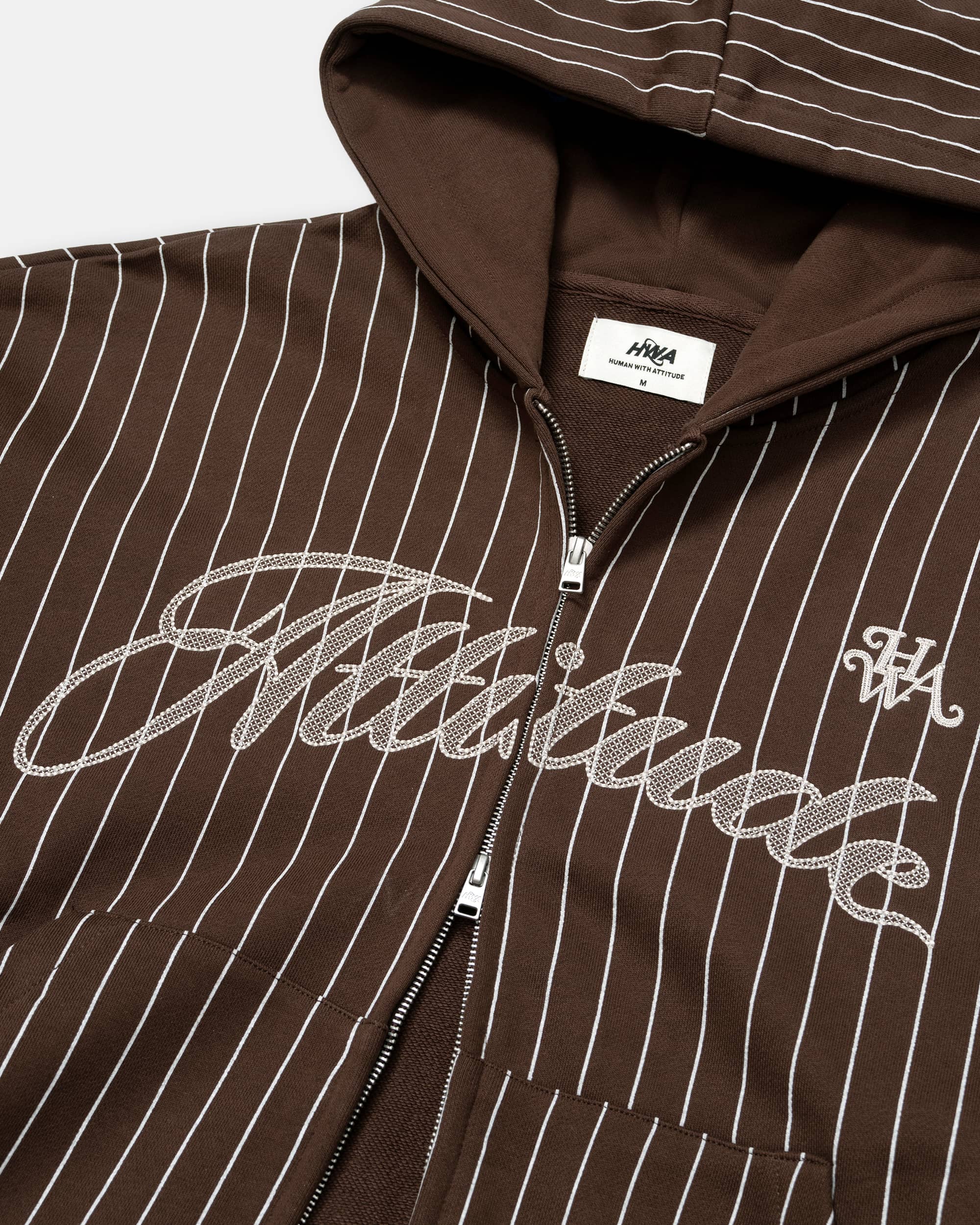 Baseball Hooded Zip Sweatshirt - Brown