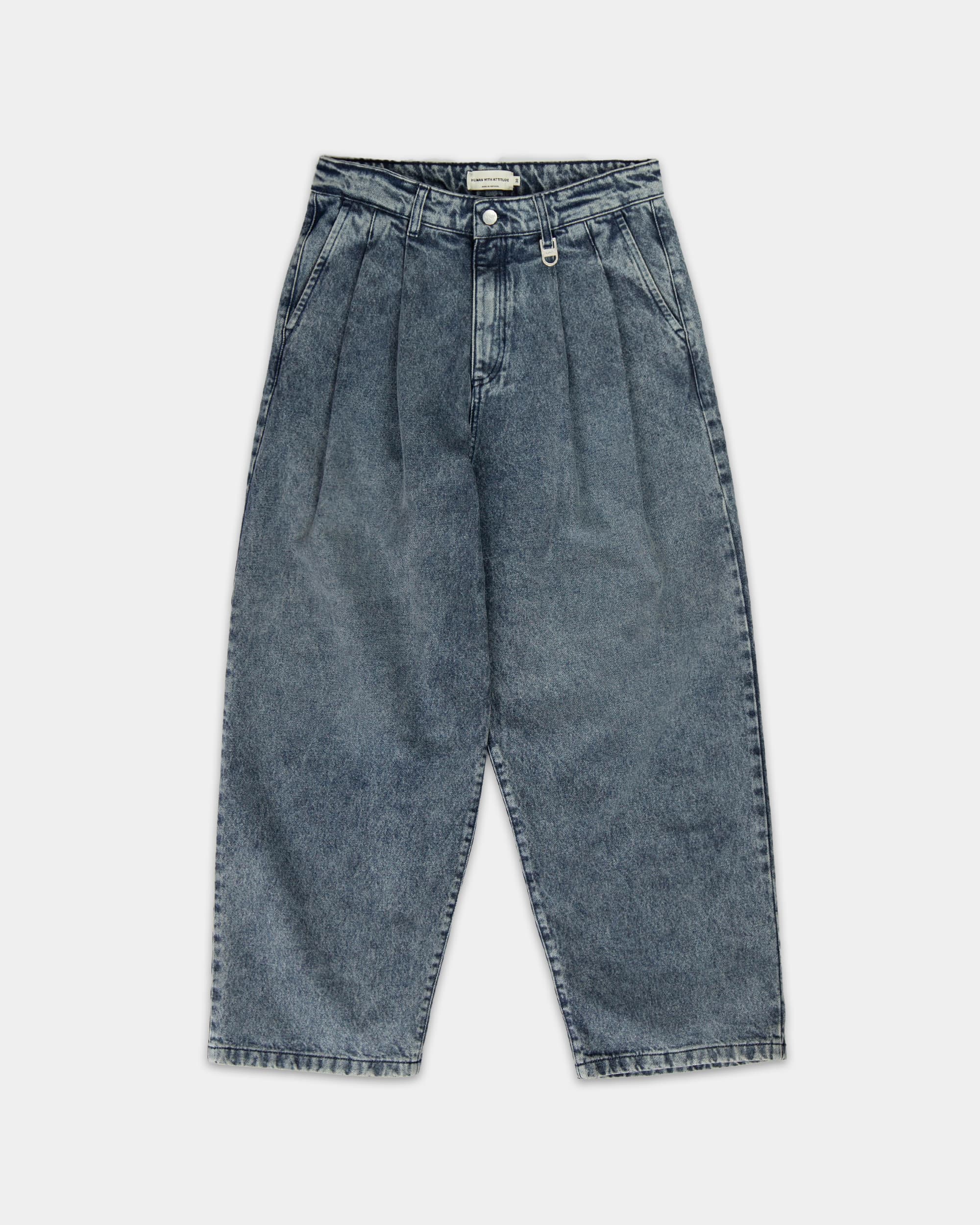 Pleated Onigiri Jeans - Washed Indigo