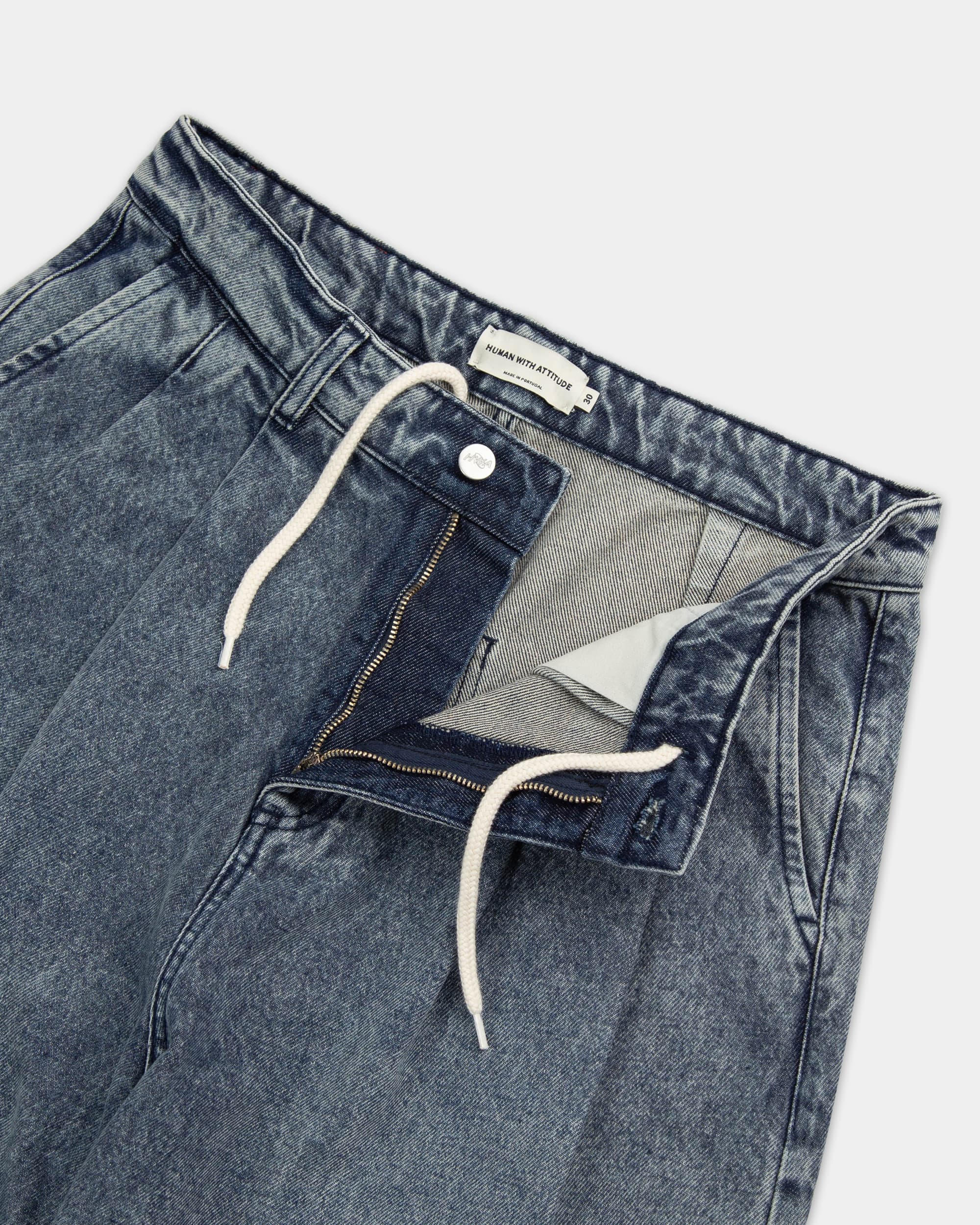 Pleated Onigiri Jeans - Washed Indigo