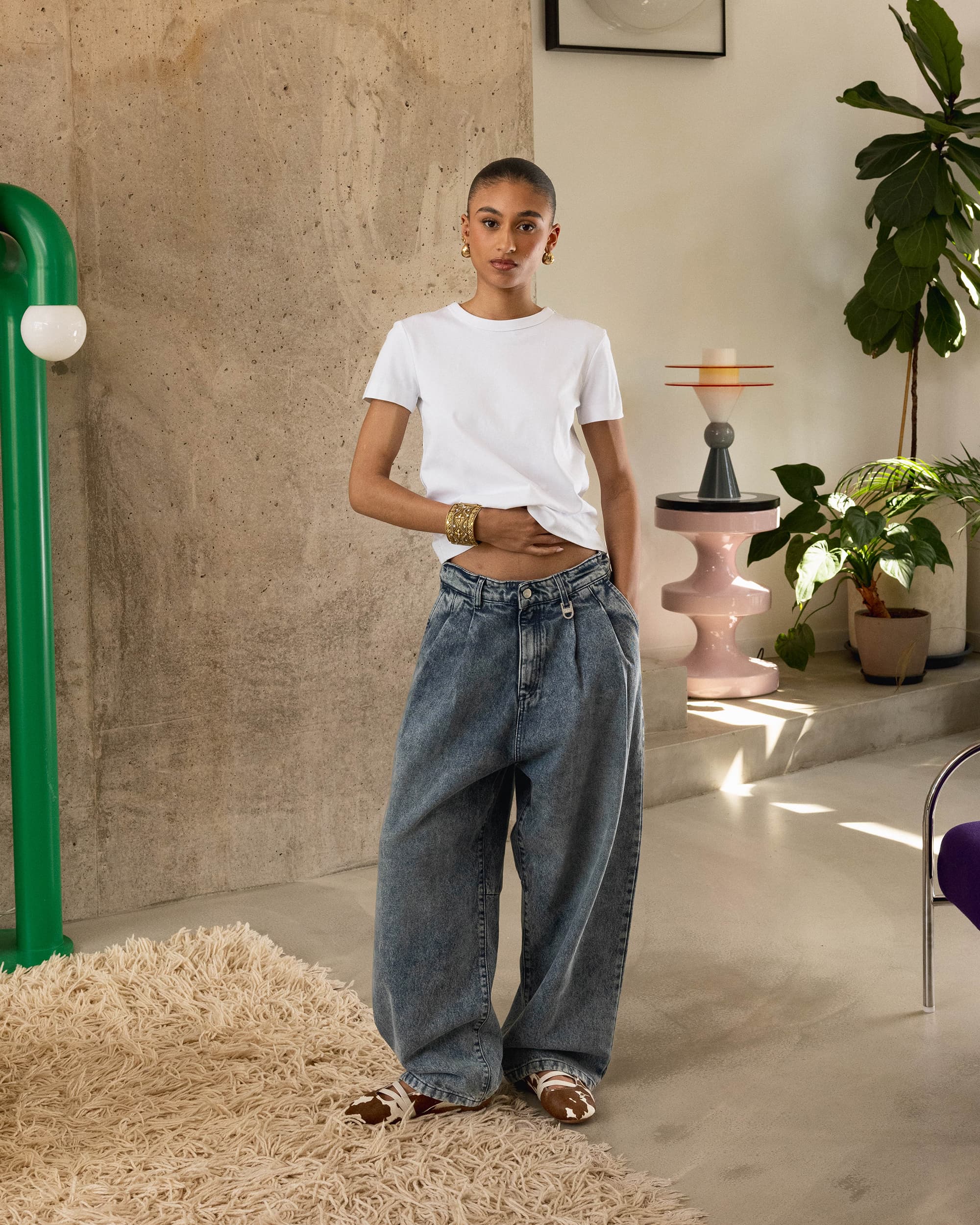 Pleated Onigiri Jeans - Washed Indigo