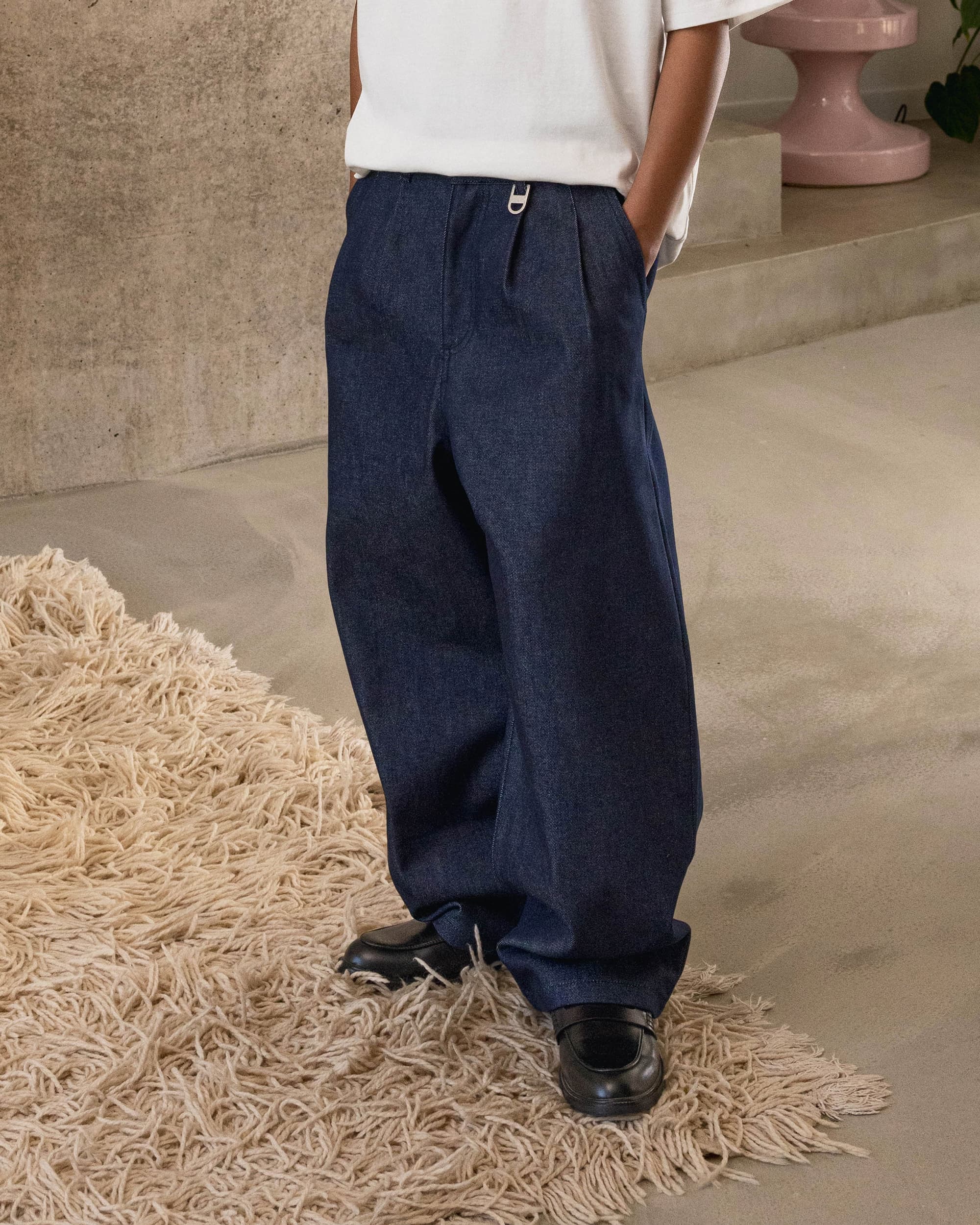 Kids' Pleated Onigiri Jeans - Indigo