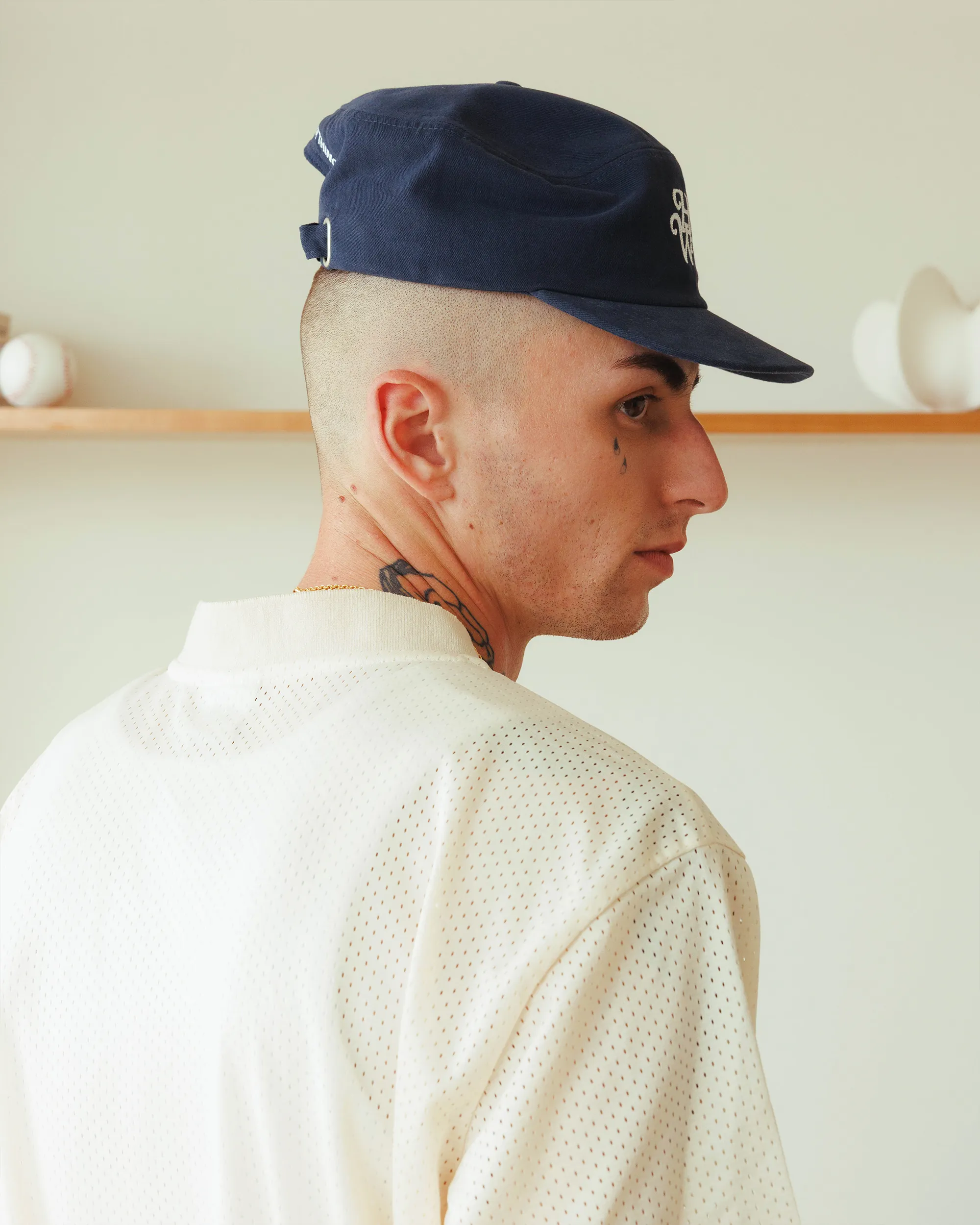 Monogram Pillbox Cap - Navy