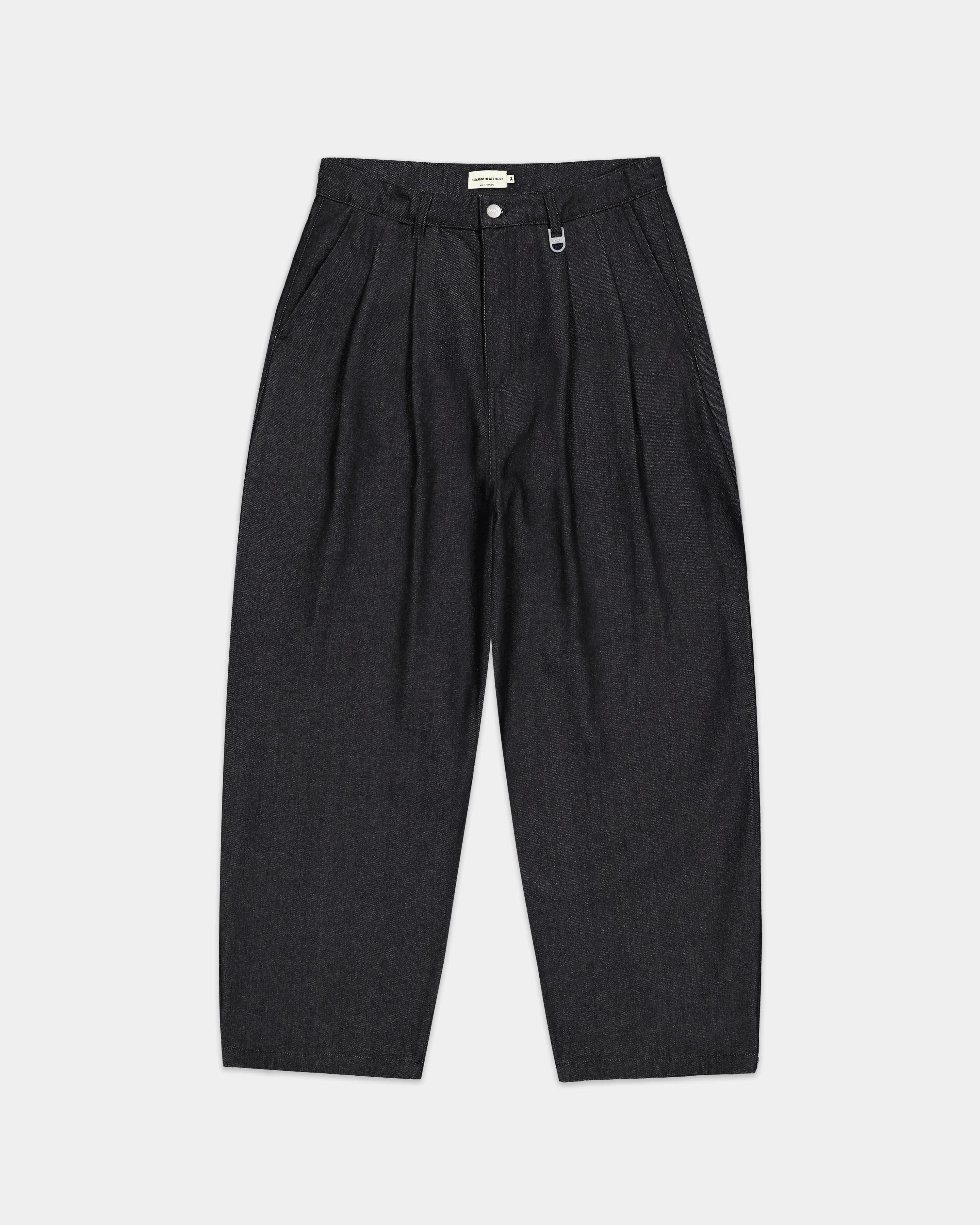 Pleated Onigiri Jeans - Raw Black