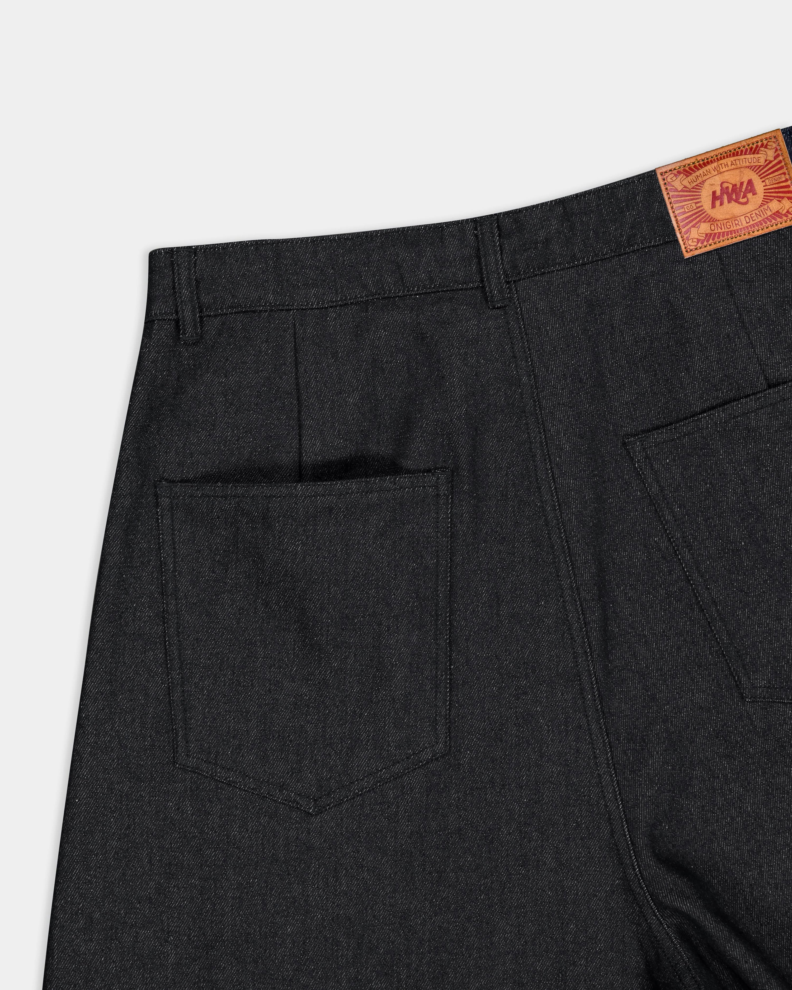 Pleated Onigiri Jeans - Raw Black