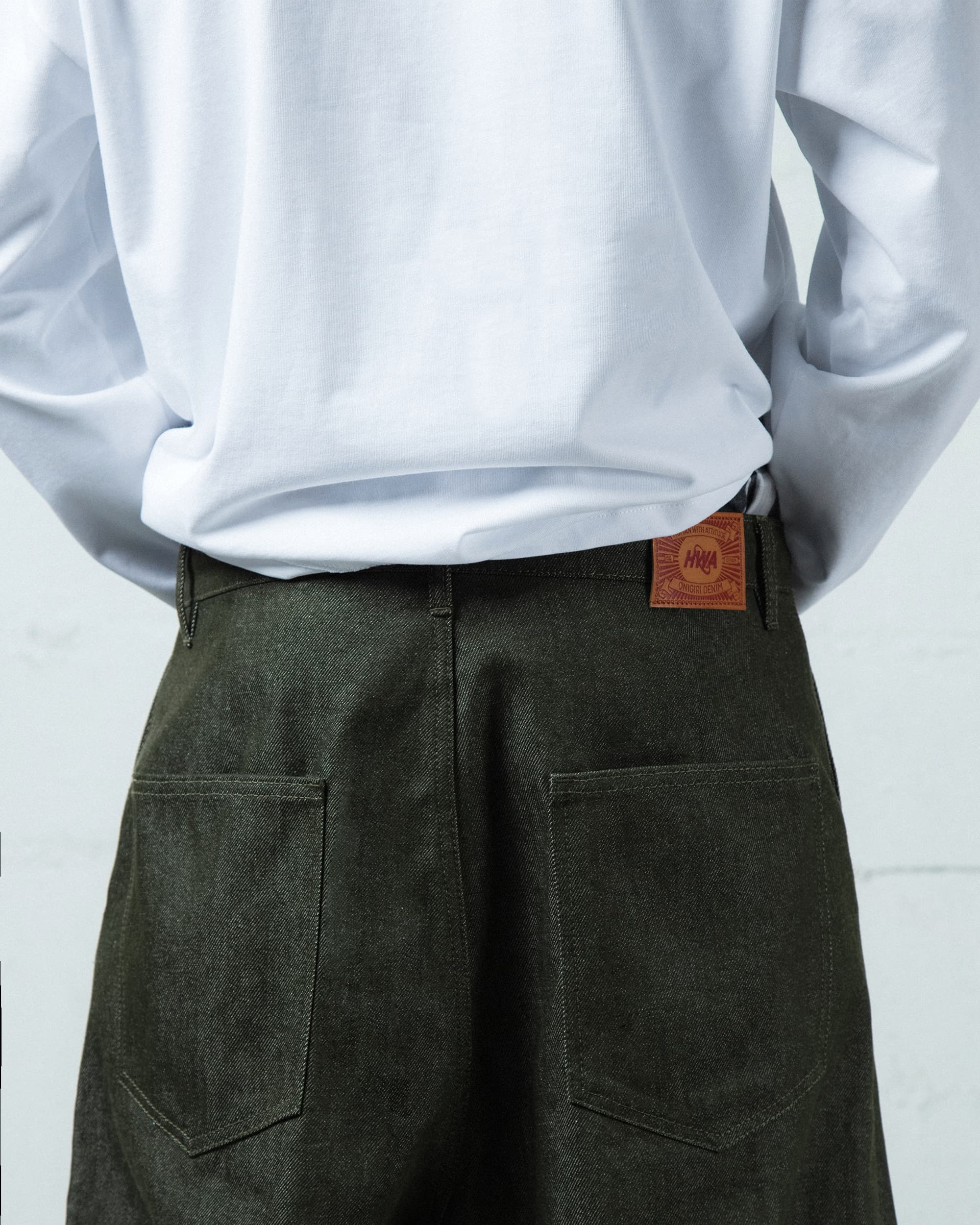 Pleated Onigiri Jeans - Raw Green