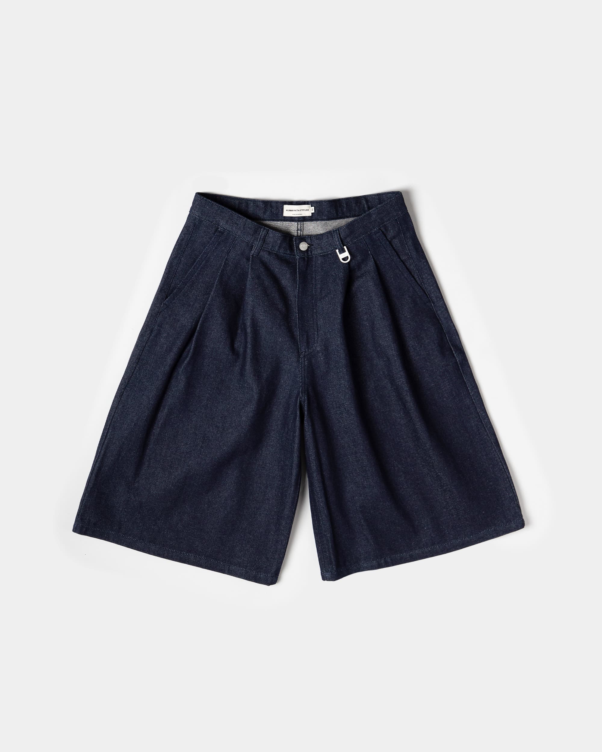Pleated Onigiri Jorts - Raw Indigo