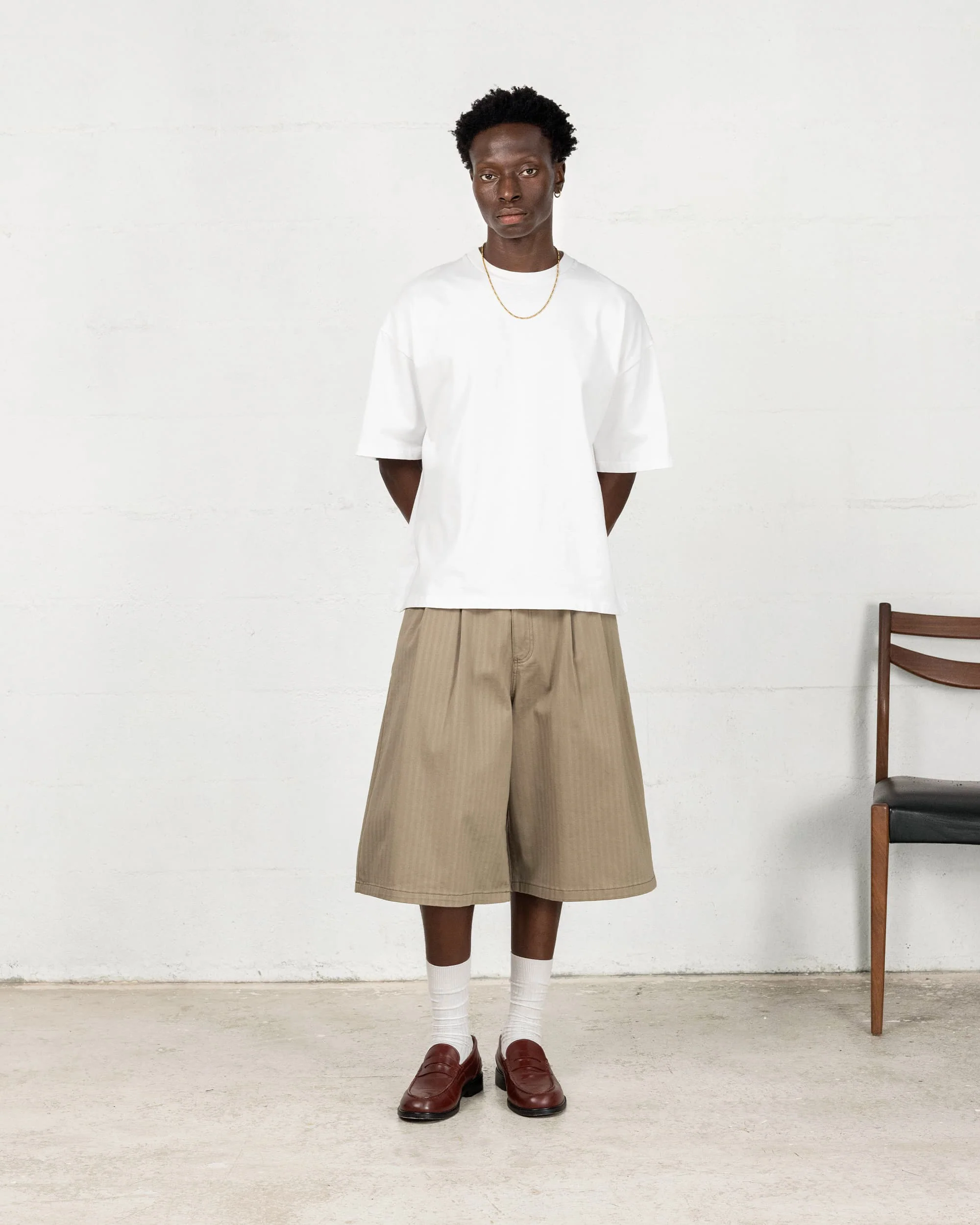 Short Pleated Onigiri - Herringbone