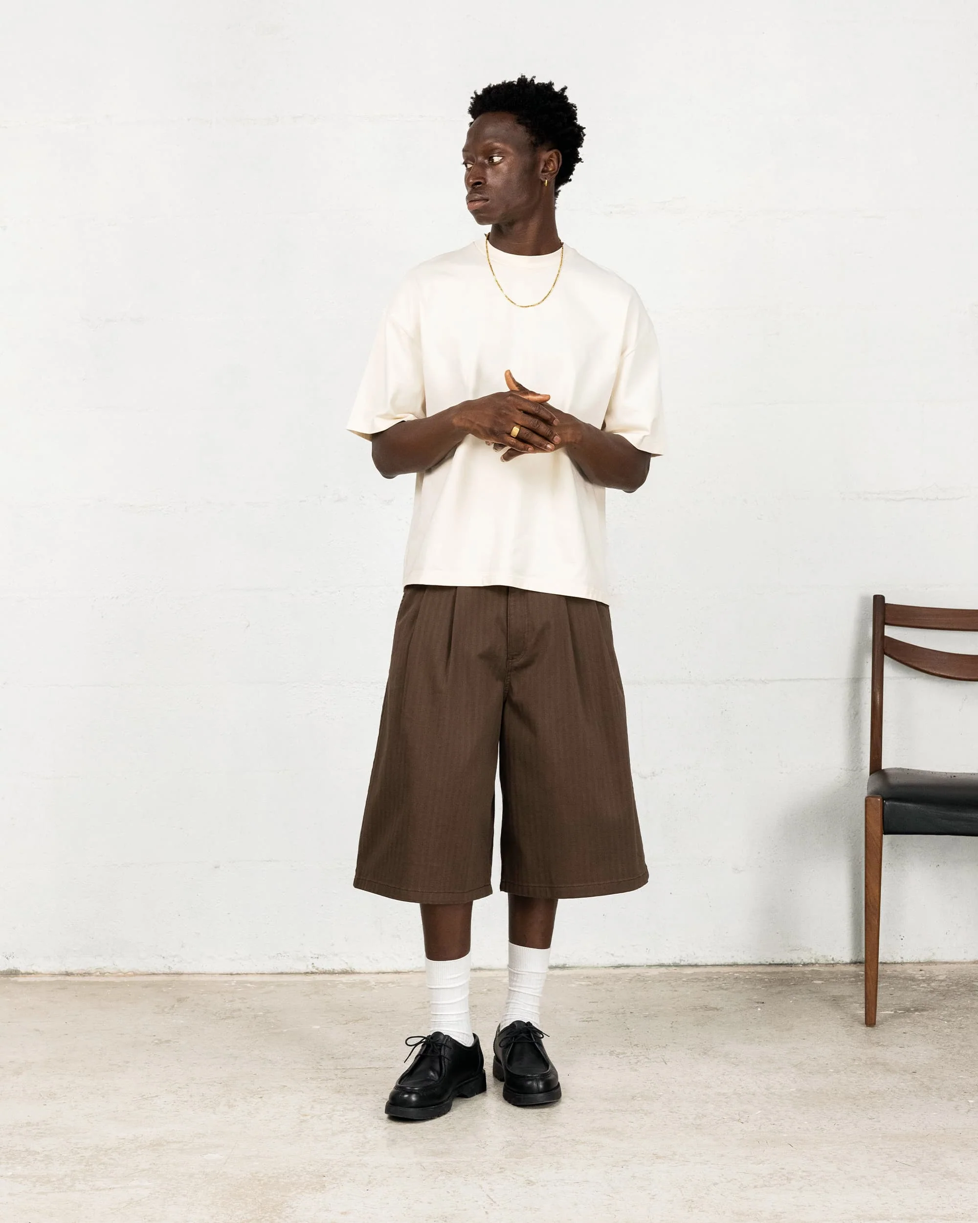 Short Pleated Onigiri - Brown