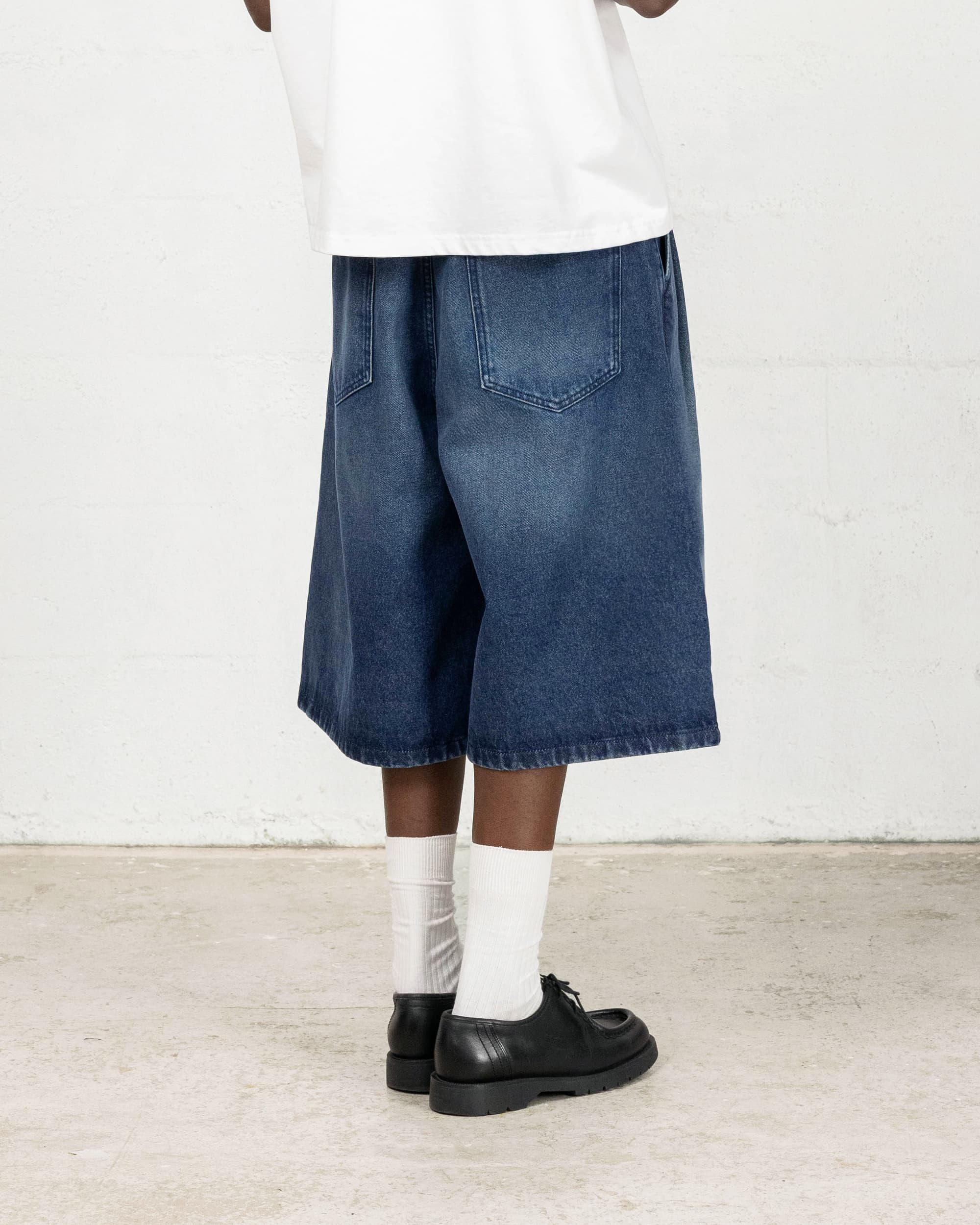 Pleated Onigiri Jorts - Washed Indigo