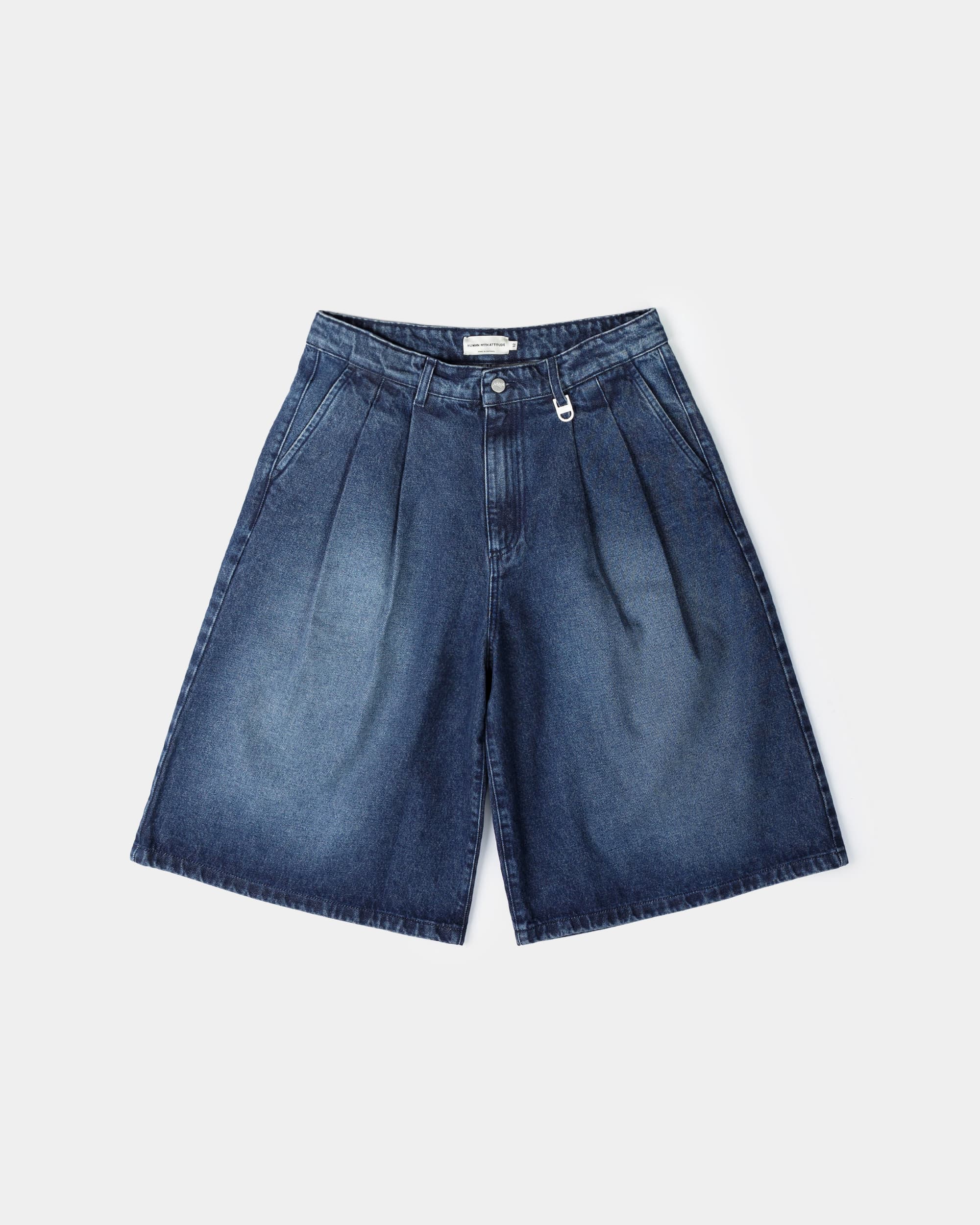 Pleated Onigiri Jorts - Washed Indigo