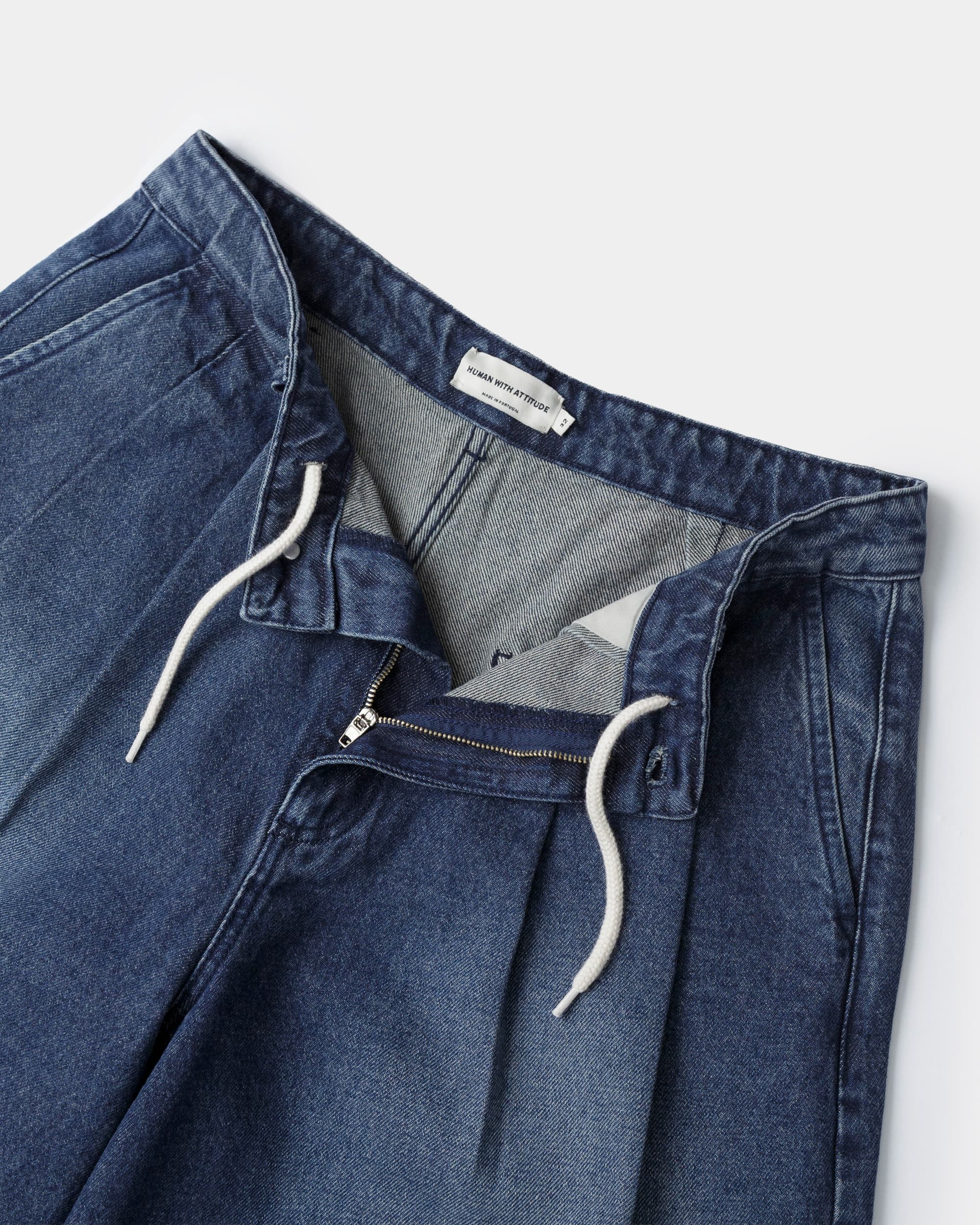 Pleated Onigiri Jorts - Washed Indigo