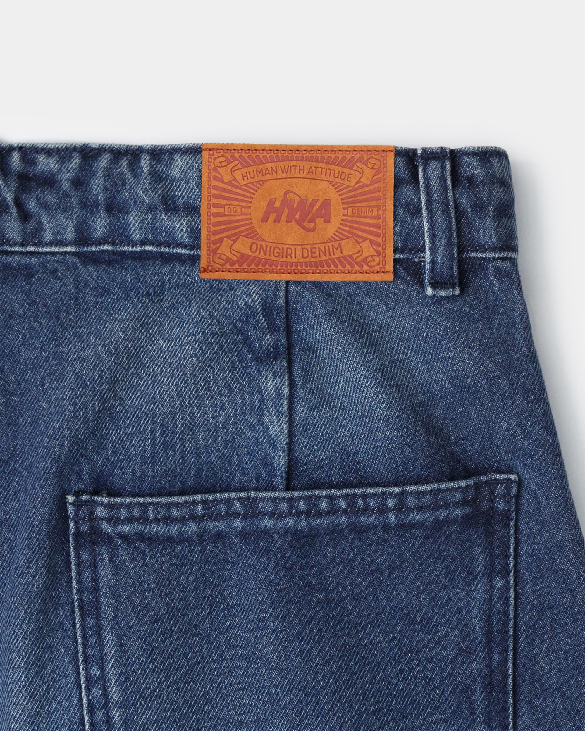 Pleated Onigiri Jorts - Washed Indigo