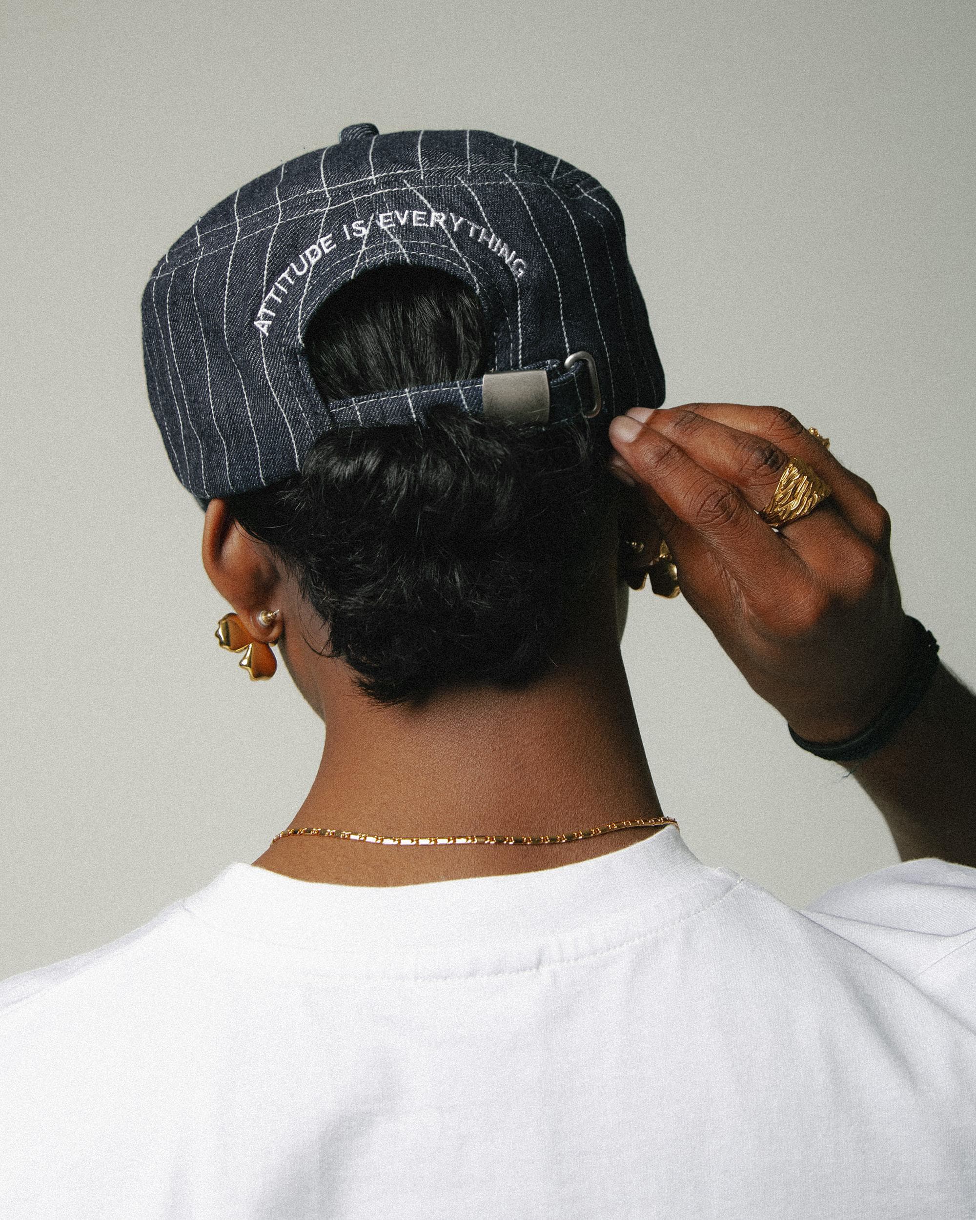 Stripe Monogram Pillbox Cap - Raw
