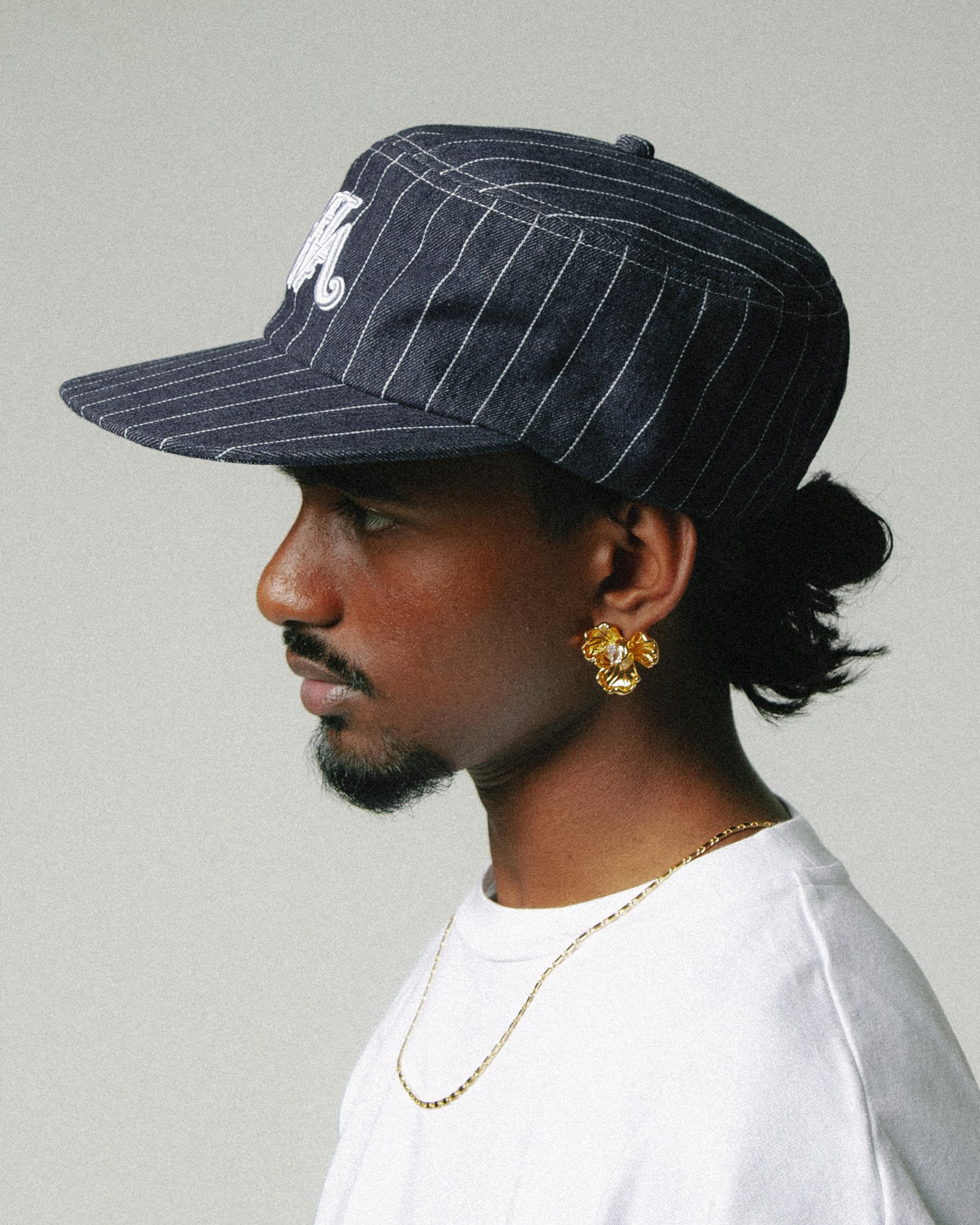 Stripe Monogram Pillbox Cap - Raw