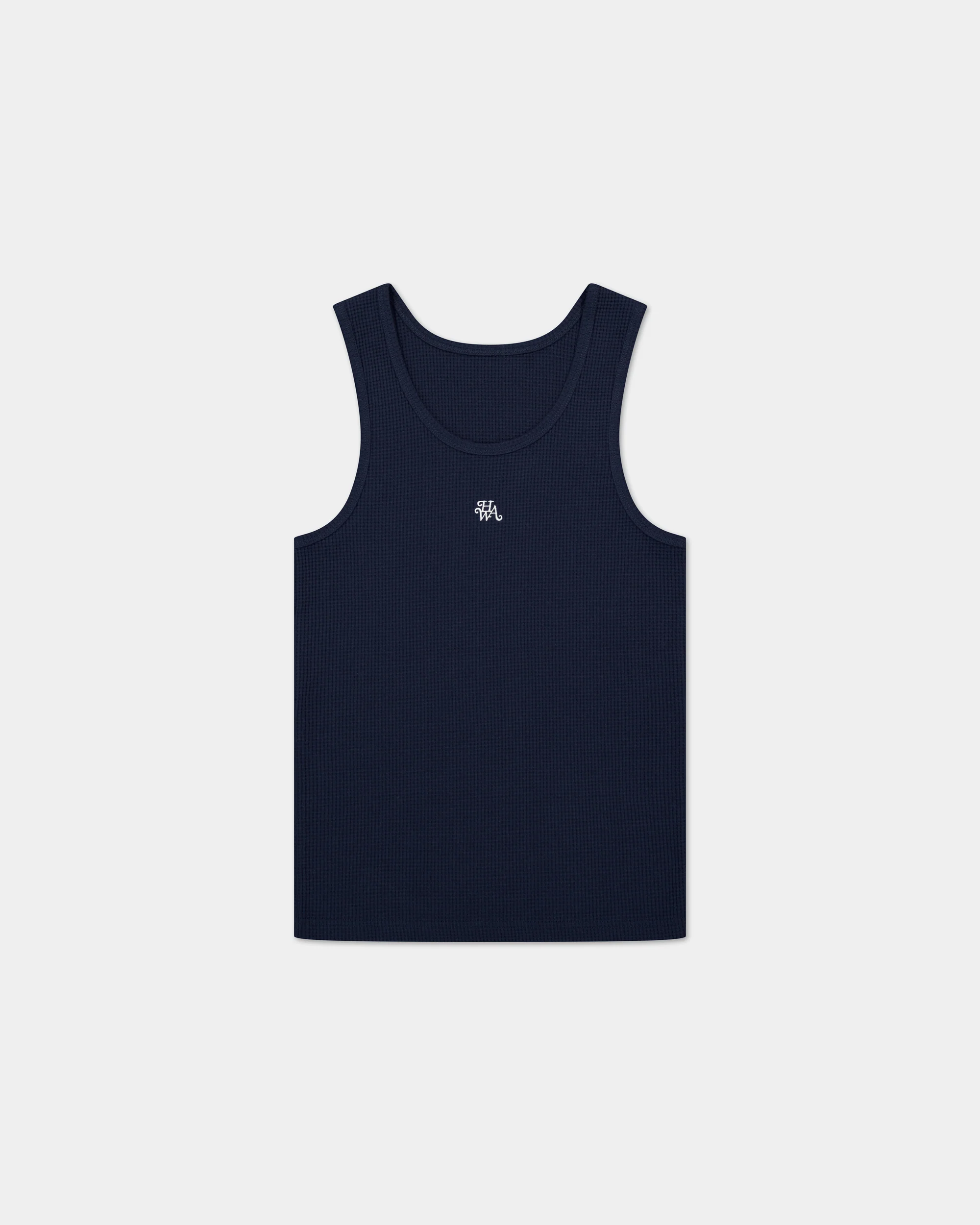 Monogram Waffle Tank Top - Navy
