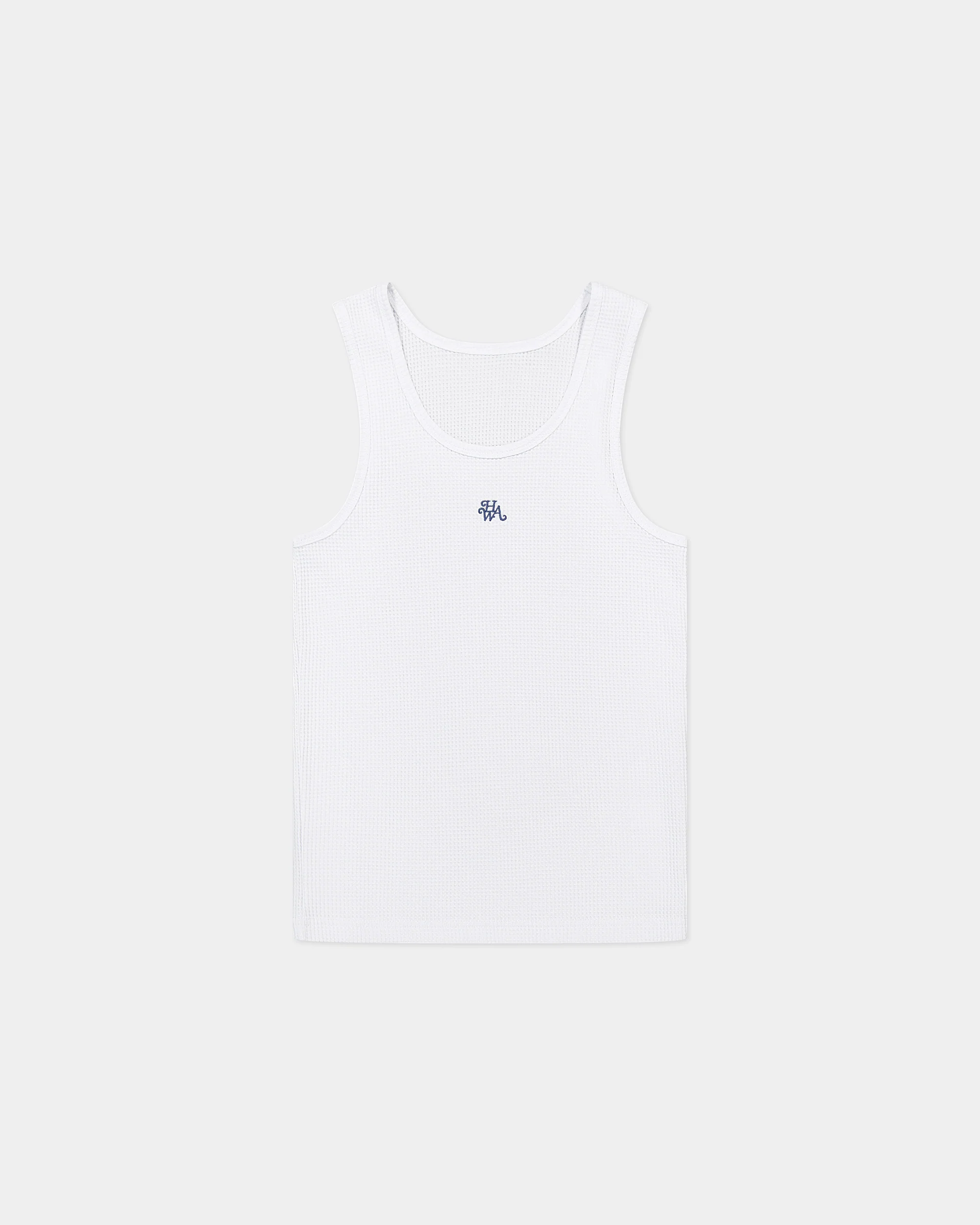 Waffle Monogram Tank Top - White