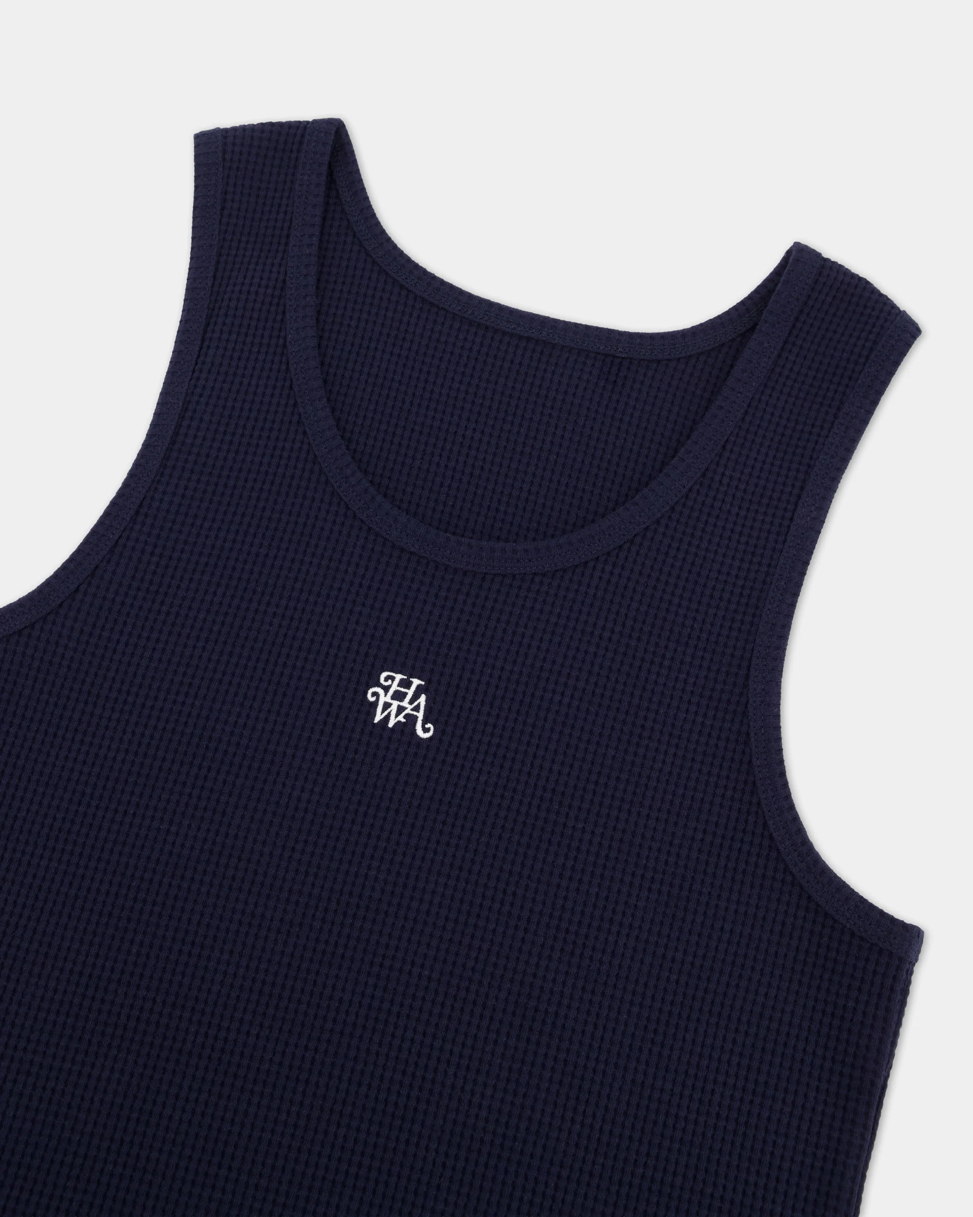 Monogram Waffle Tank Top - Navy