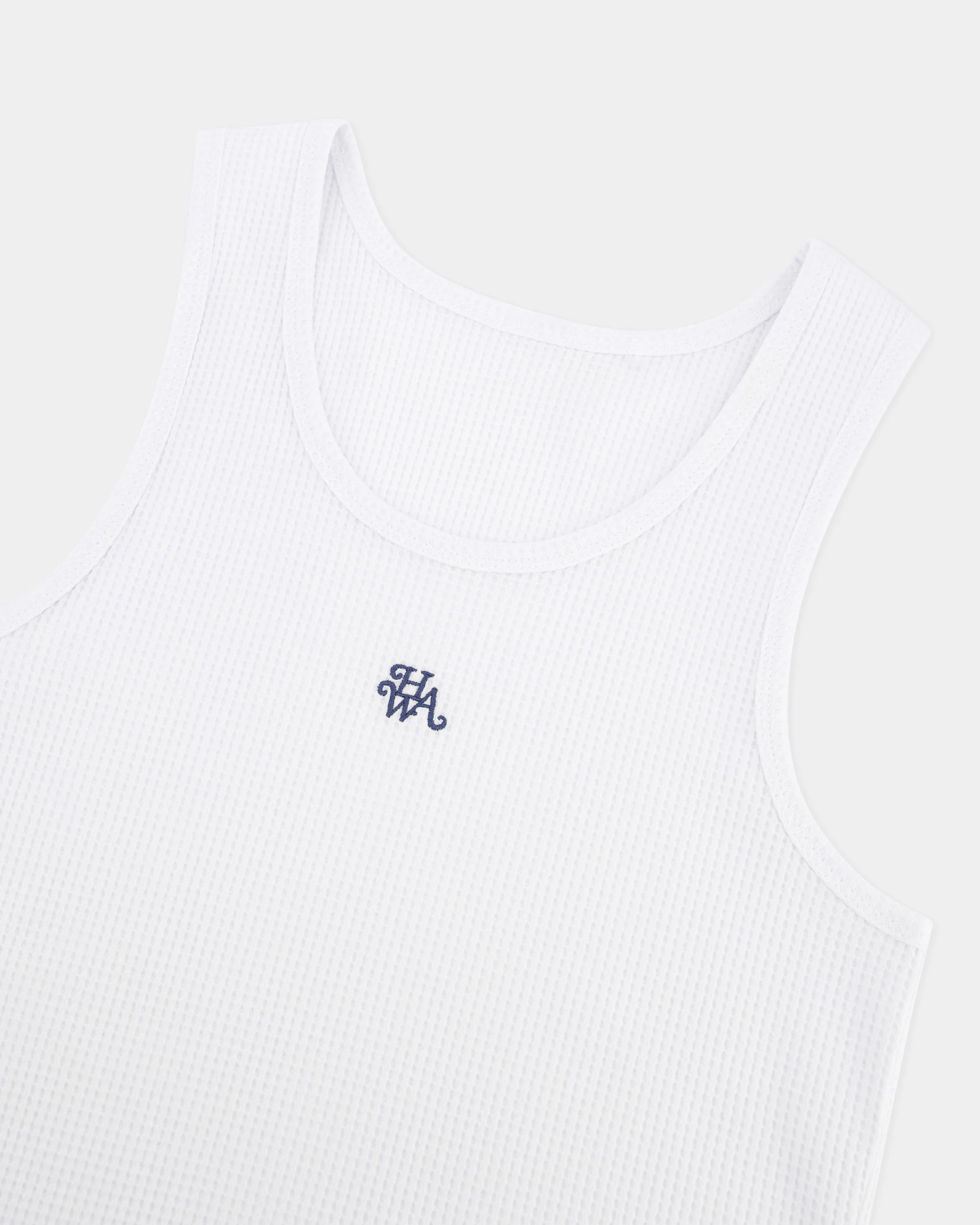 Waffle Monogram Tank Top - White