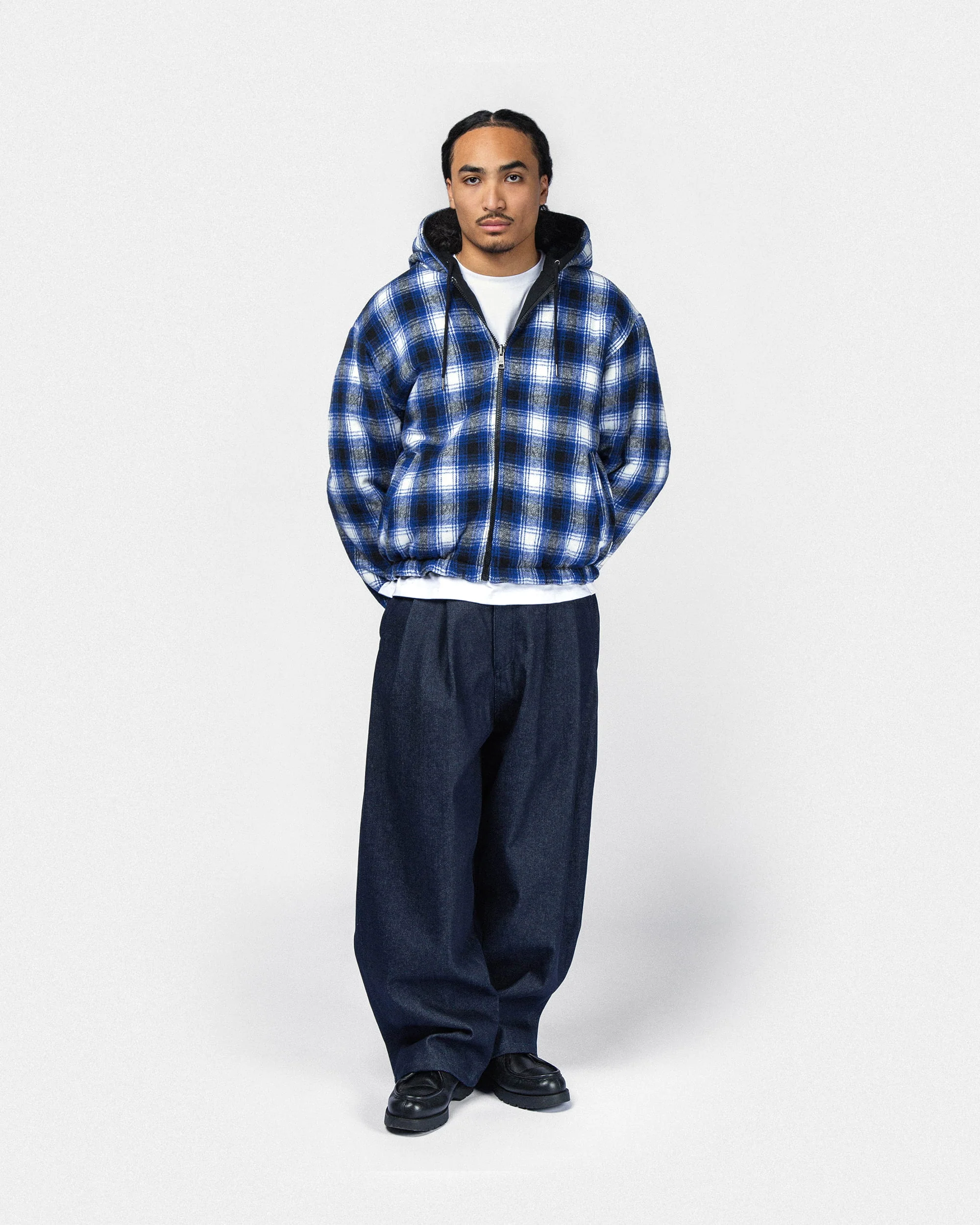 Reversible hooded workwear jacket - Blue