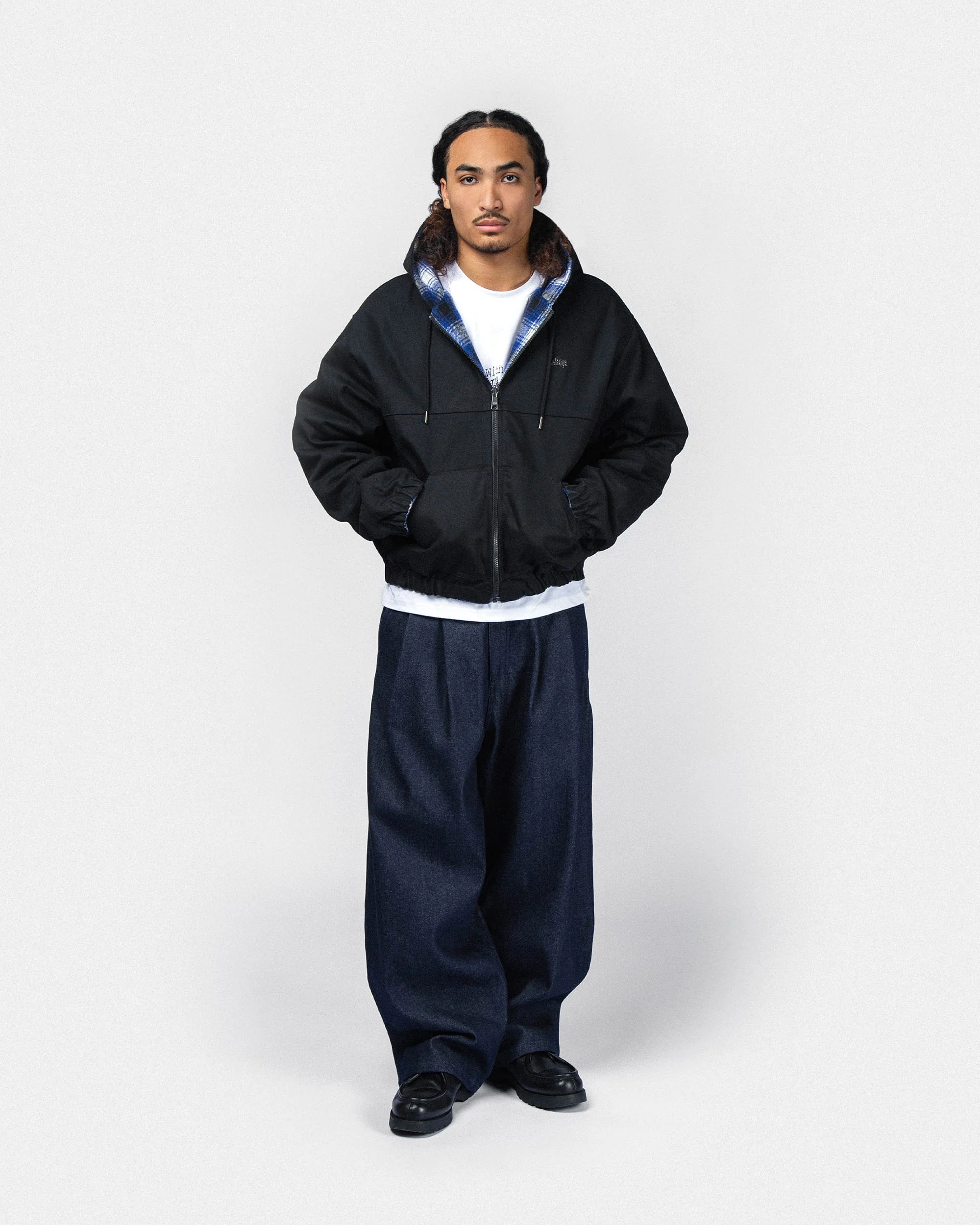 Reversible hooded workwear jacket - Blue