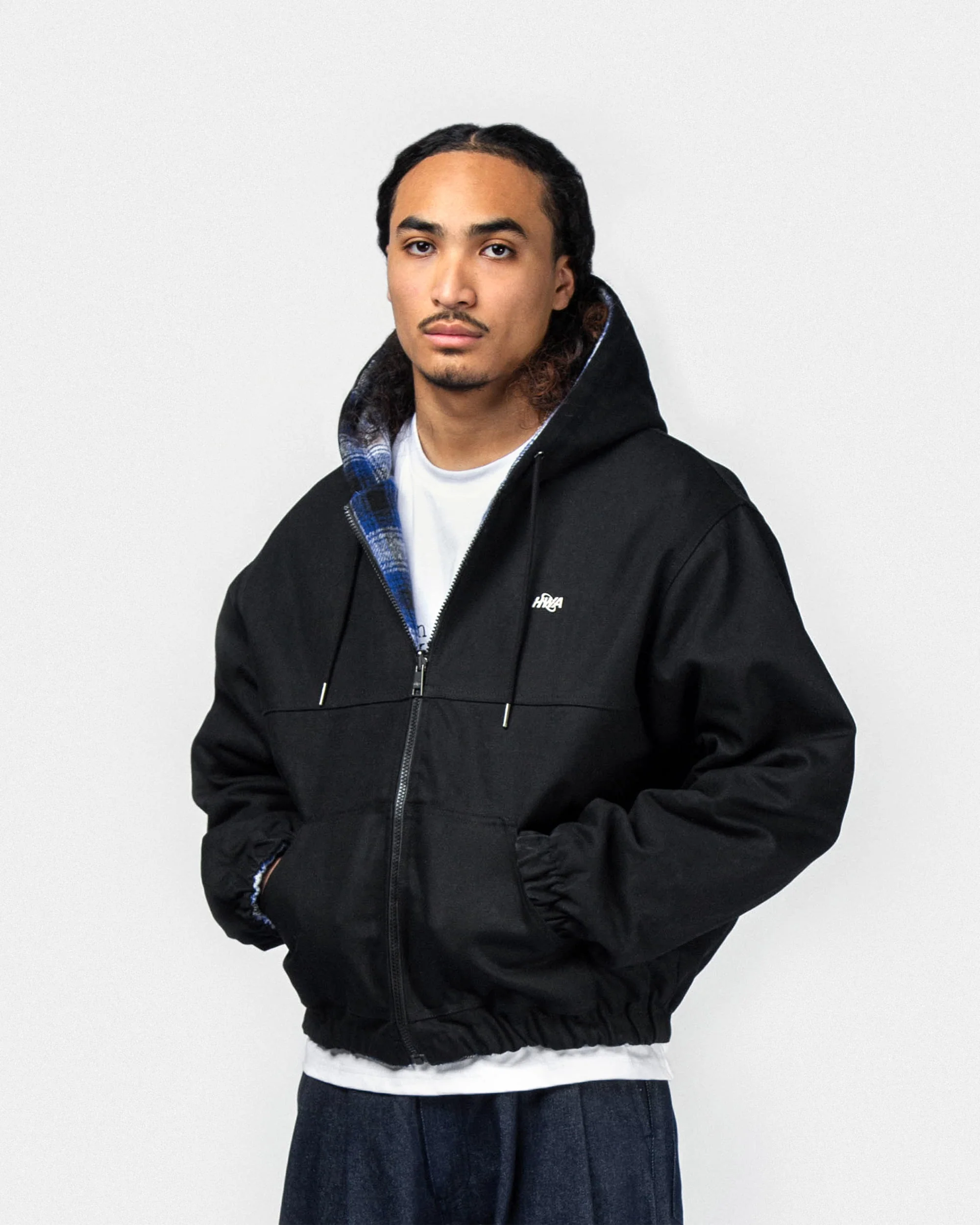 Reversible hooded workwear jacket - Blue