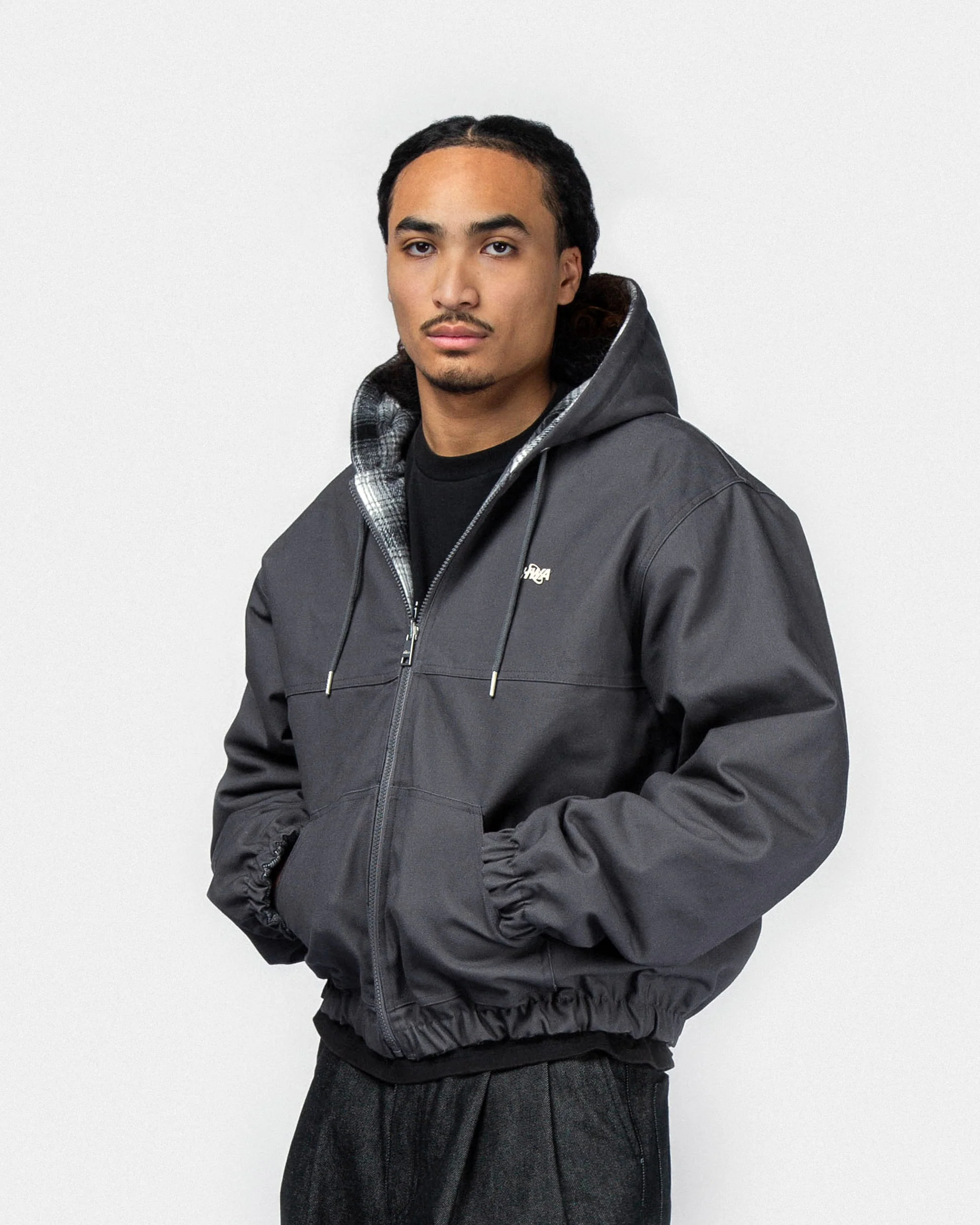 Reversible hooded workwear jacket - Grey