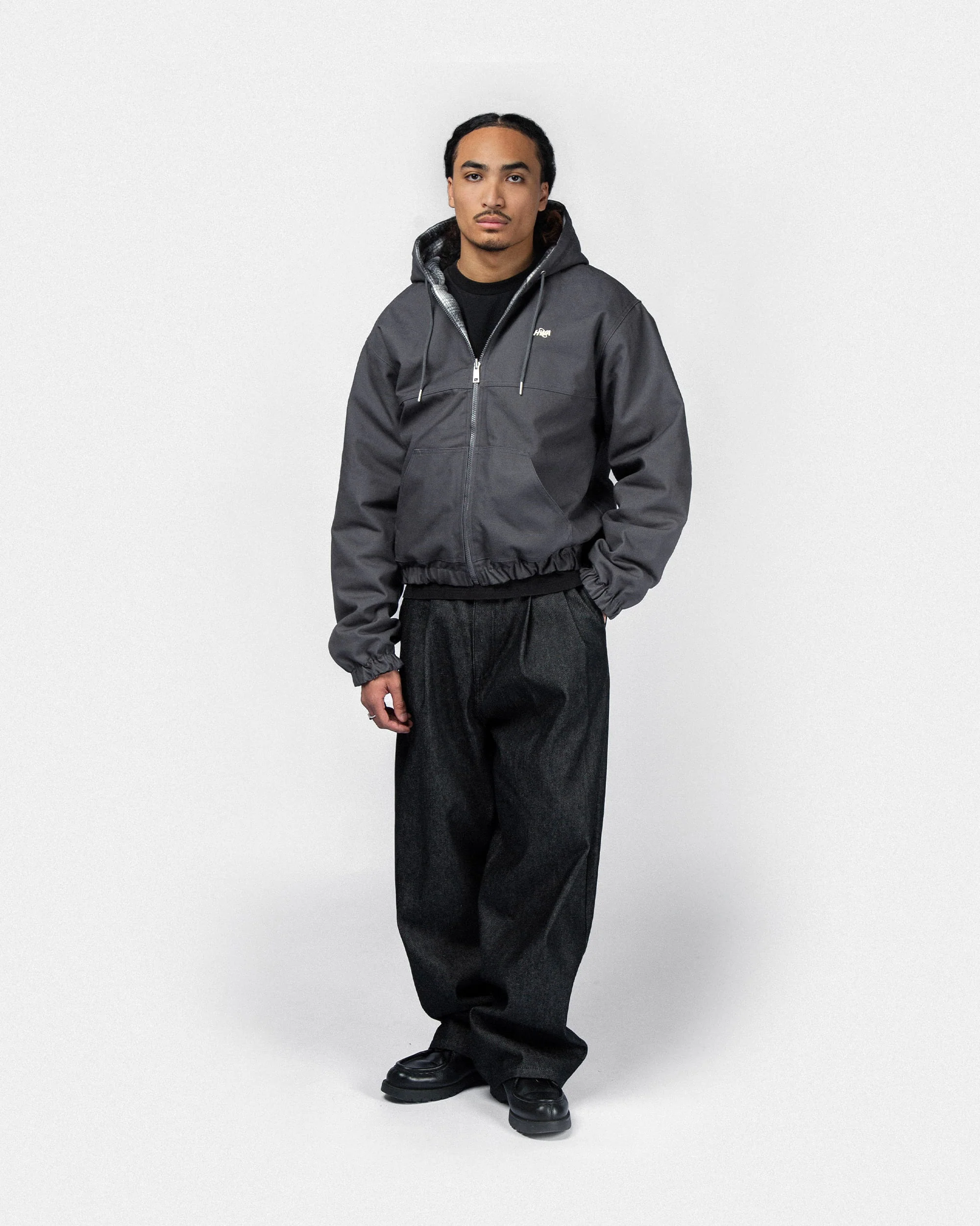 Reversible hooded workwear jacket - Grey