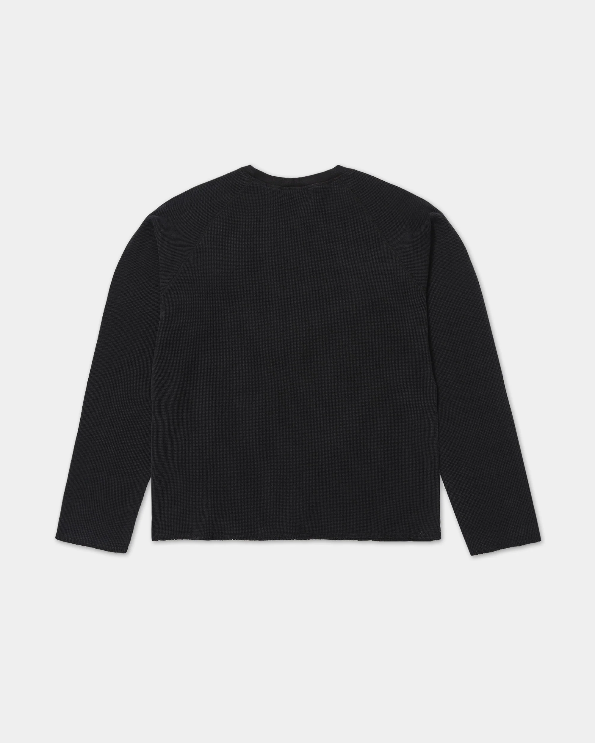 Long-sleeved waffle knit T-shirt - Washed black