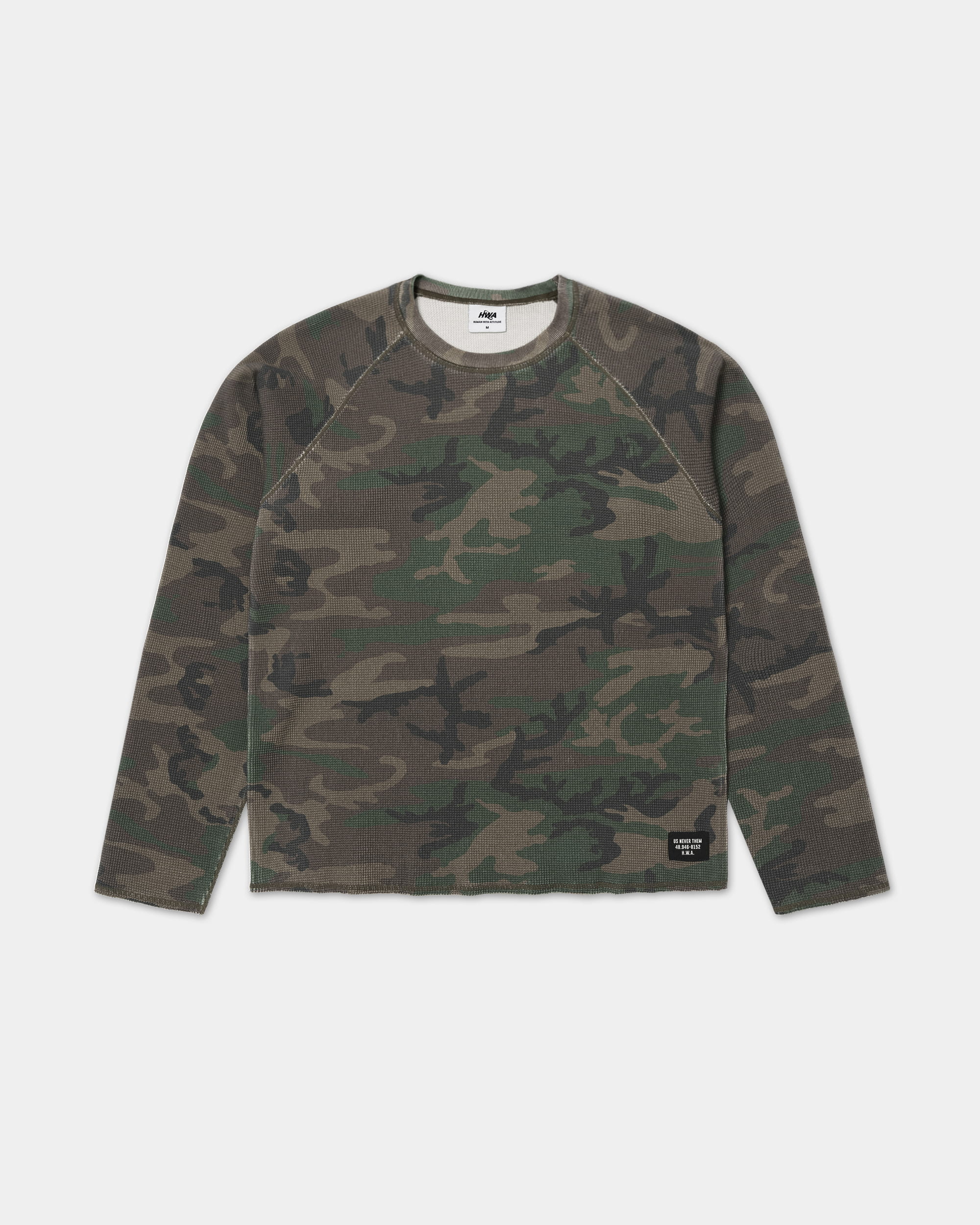 Long Sleeve Waffle Knit T-Shirt - Camo