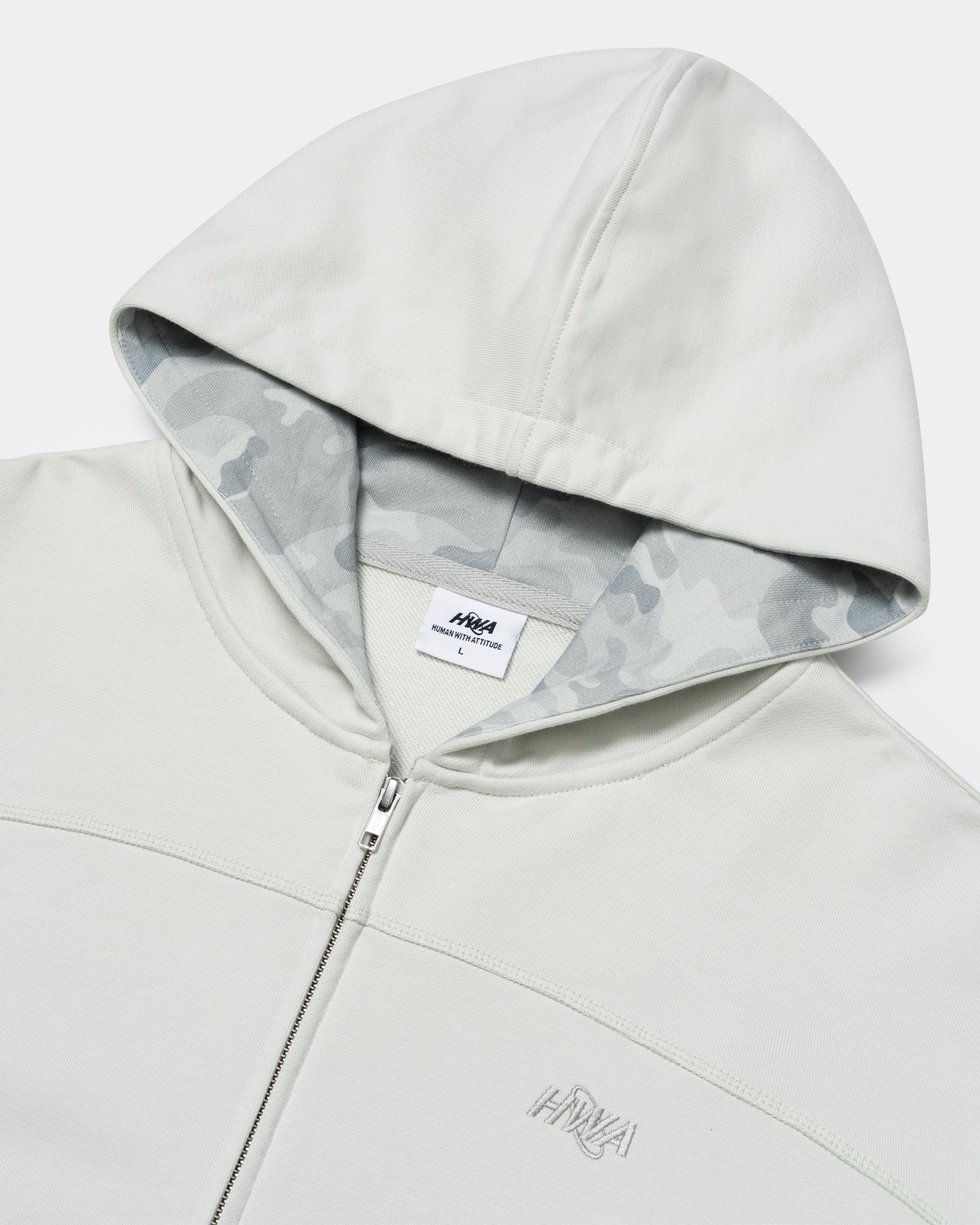 CAMO ZIP-UP HOODIE - GREY