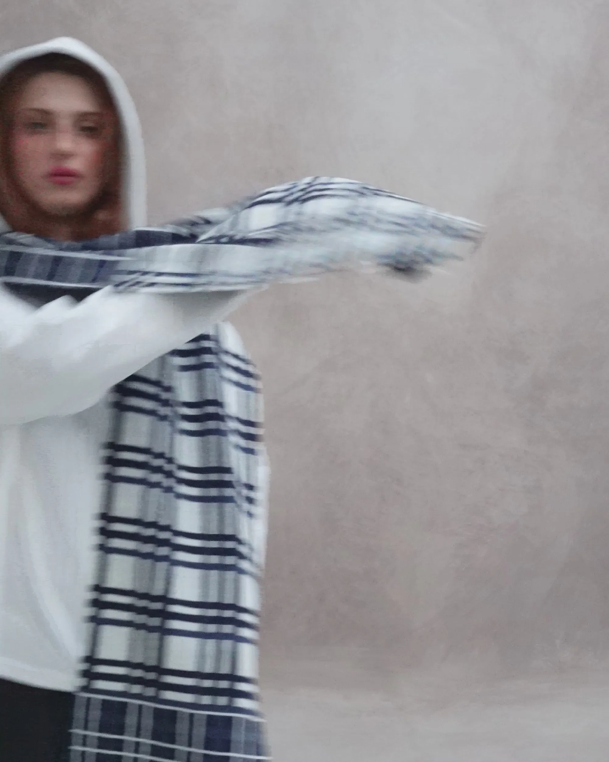 Blue tartan hooded scarf, worn lifestyle video